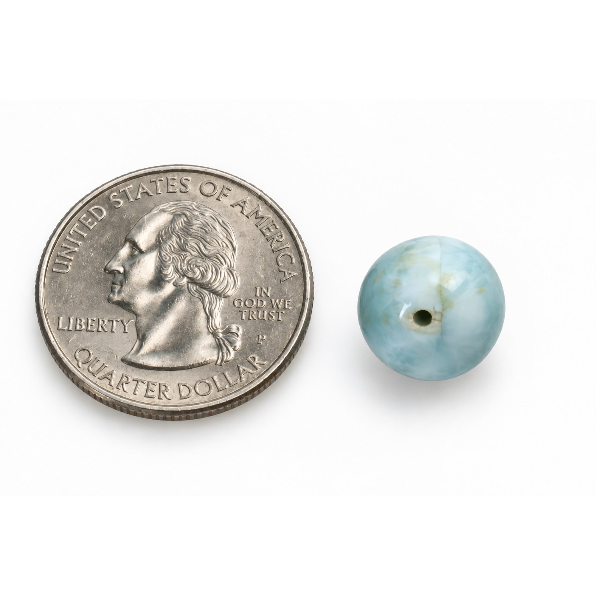 Genuine sky blue Dominican Larimar bead 11.3mm – photo 2