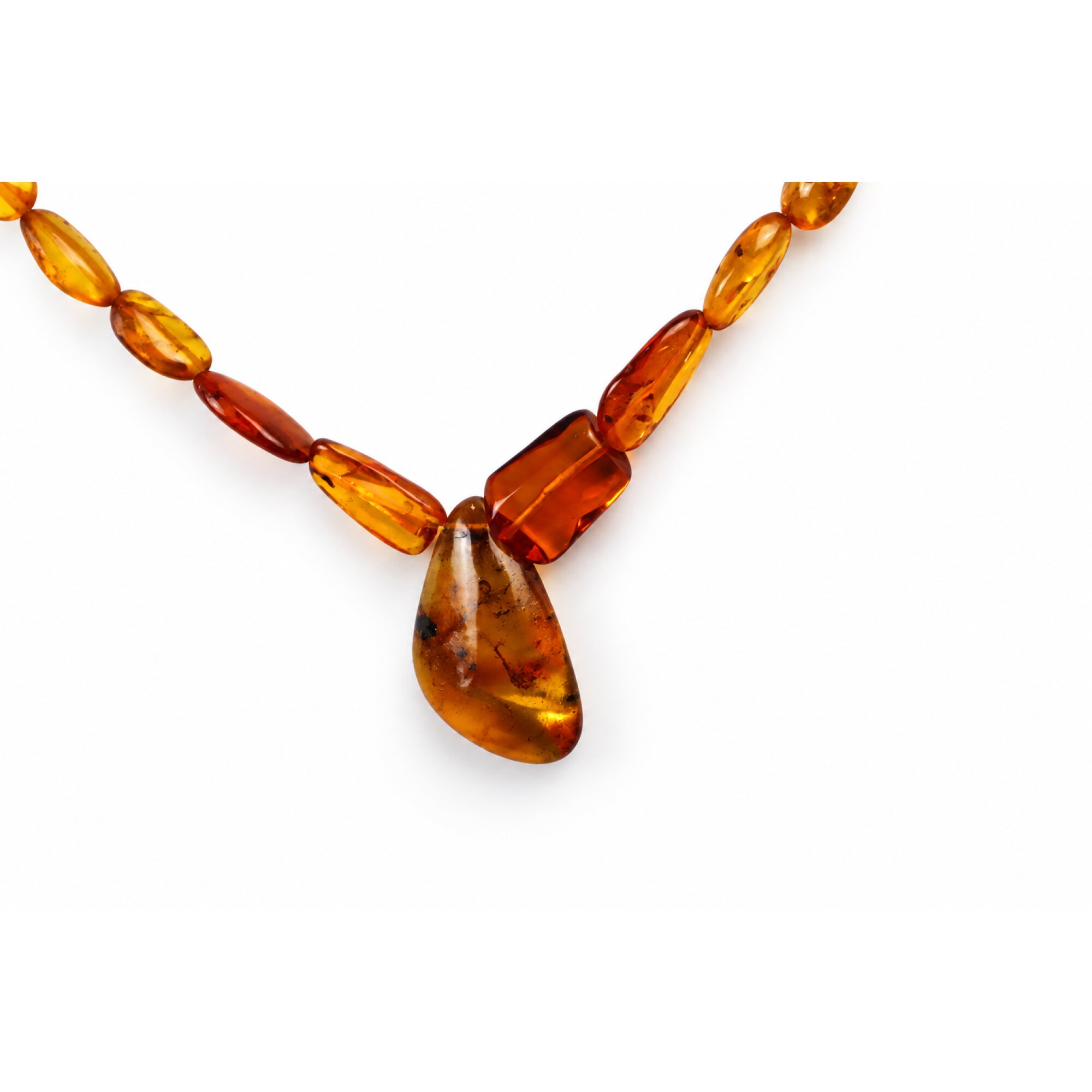 Real green orange Dominican amber sterling silver necklace 18.9in – photo 8
