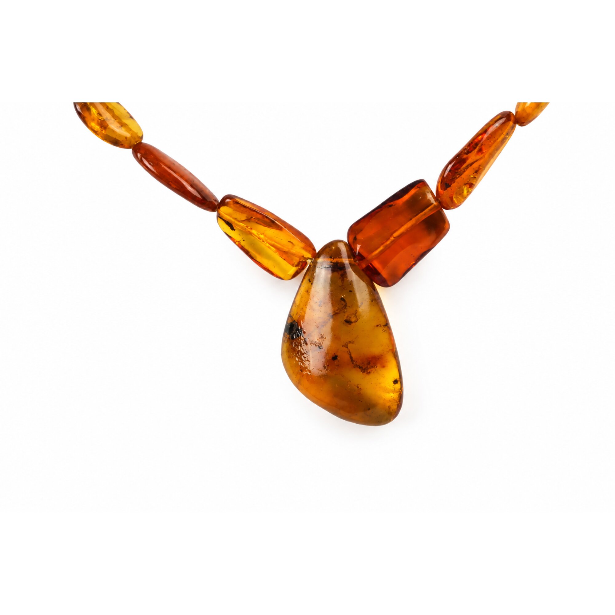 Real green orange Dominican amber sterling silver necklace 18.9in – photo 9