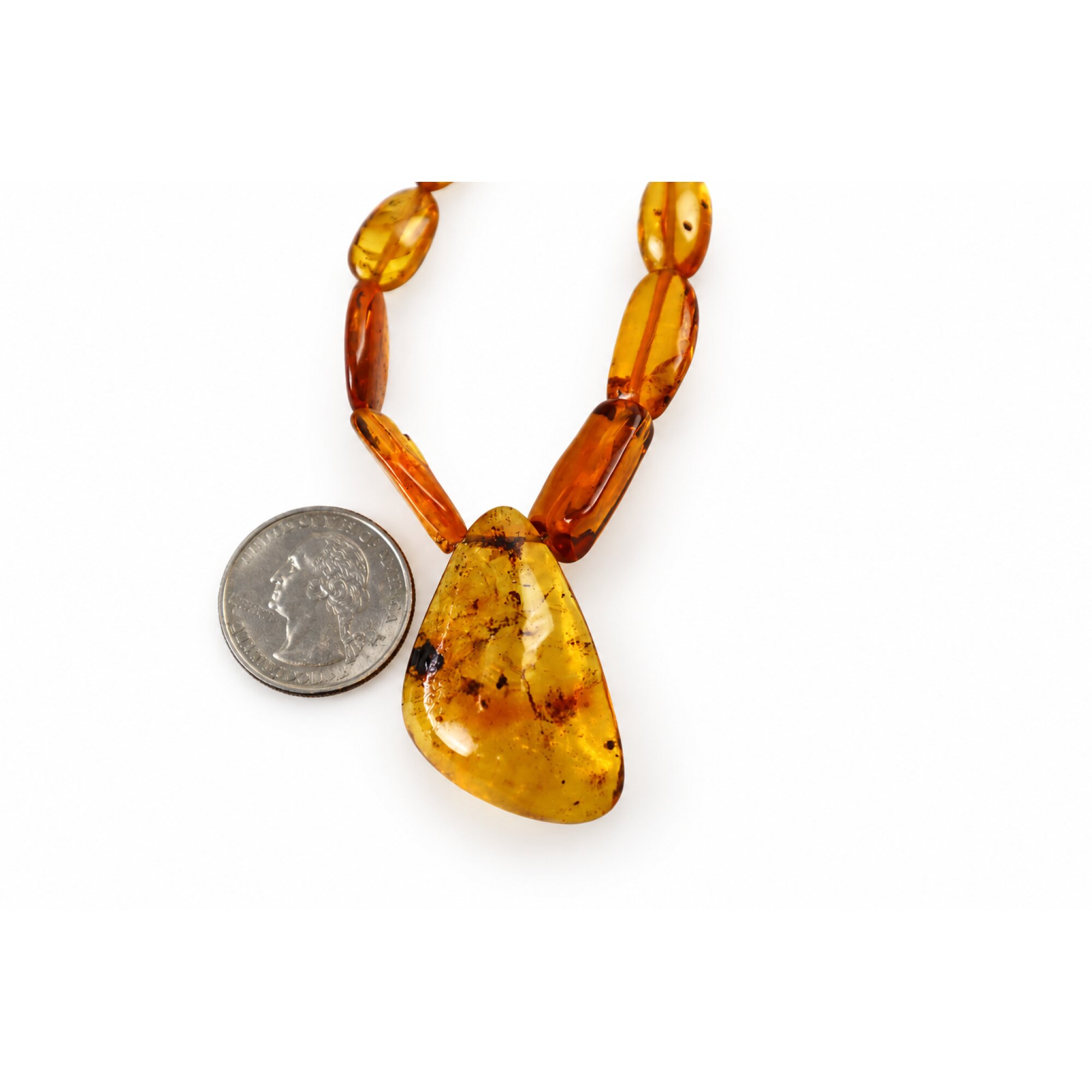 Real green orange Dominican amber sterling silver necklace 18.9in – photo 13