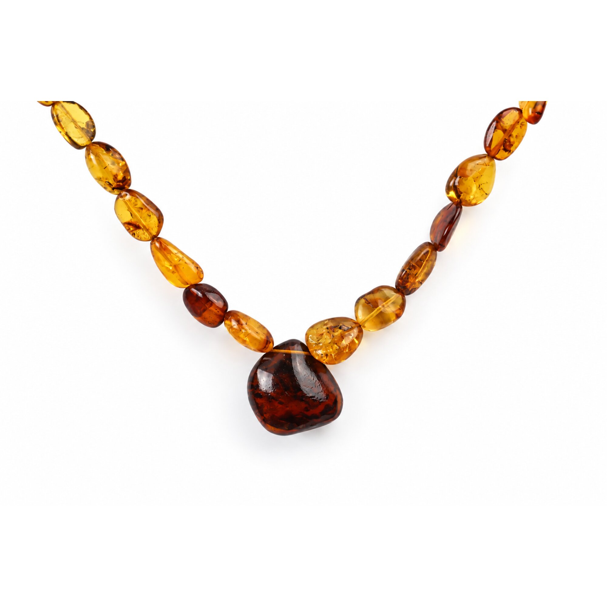 Real green red Dominican amber sterling silver necklace 19.3in – photo 2
