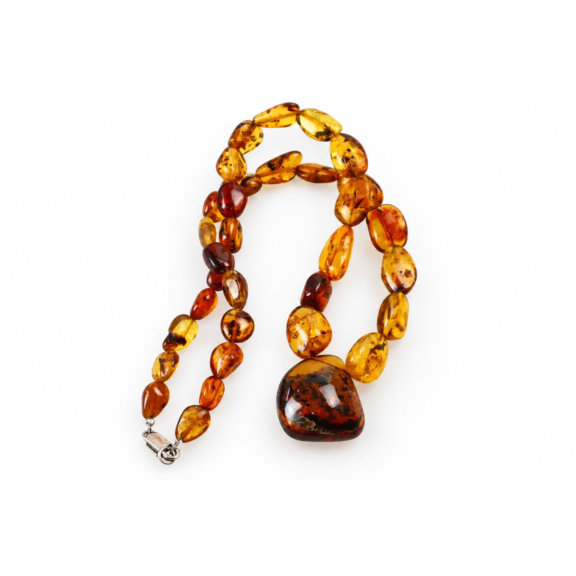 Real green red Dominican amber sterling silver necklace 19.3in – photo 5
