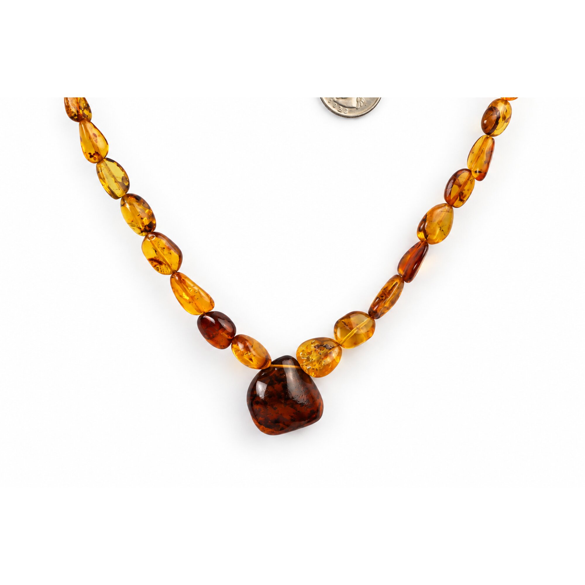 Real green red Dominican amber sterling silver necklace 19.3in – photo 15
