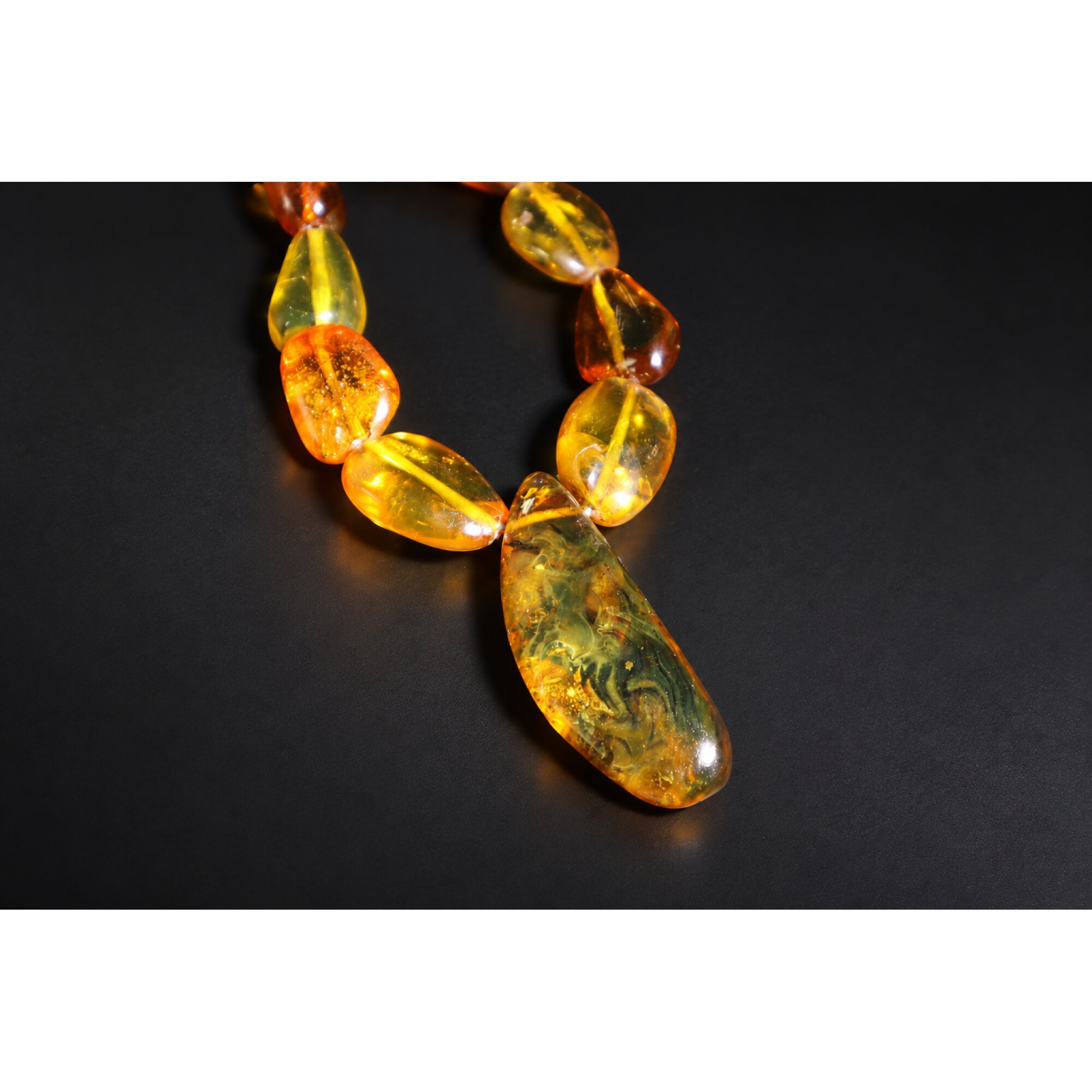 Boutique crafted green red Dominican amber sterling silver necklace 19.7in – photo 10