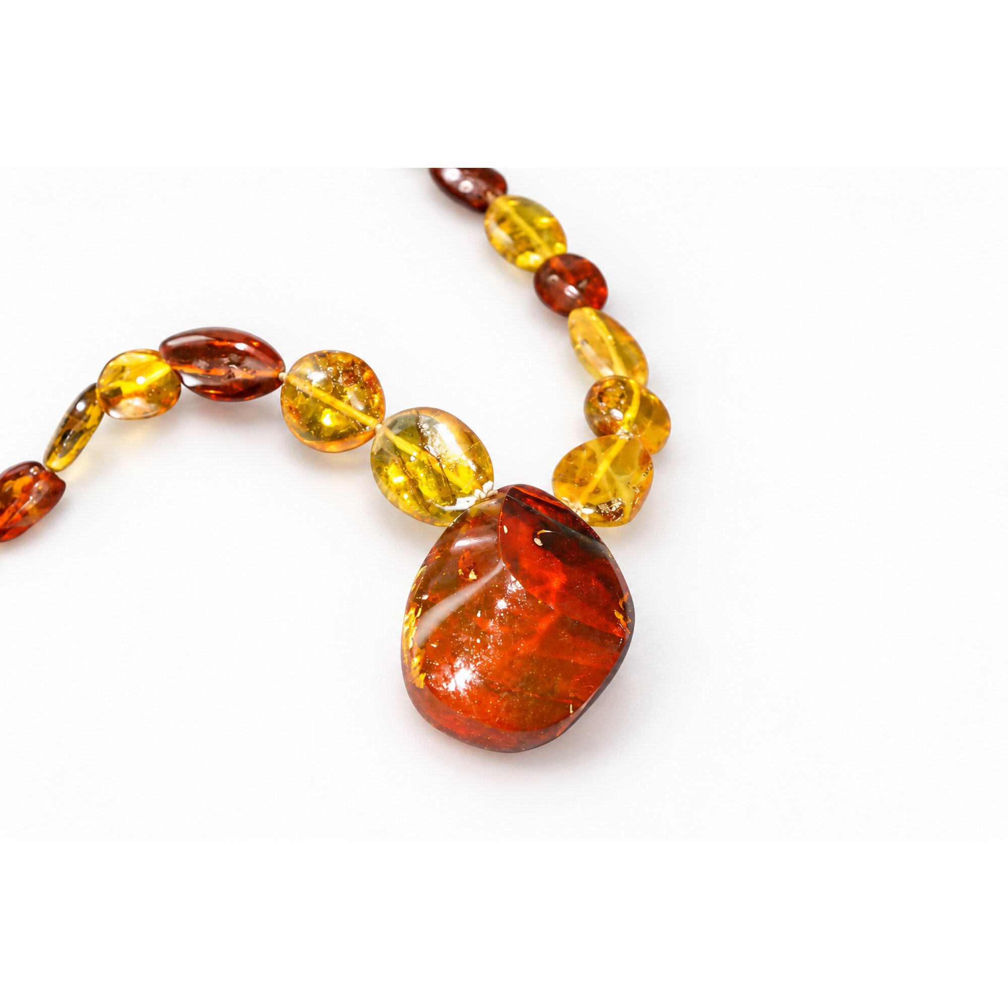 Skilled craftsmanship orange red Dominican amber sterling silver necklace 19.7in – photo 10