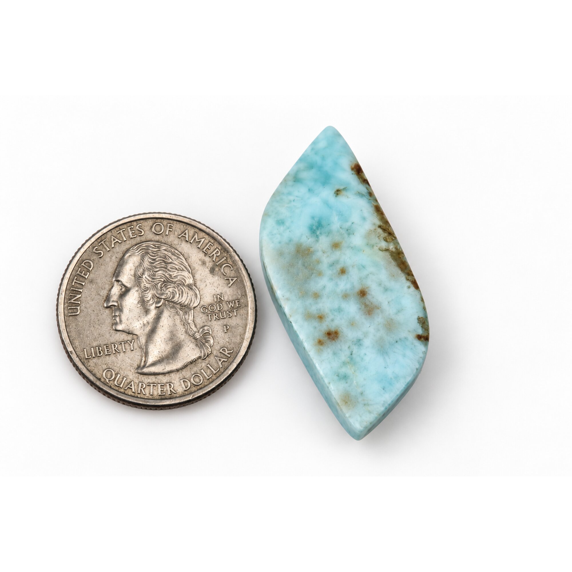 Artisan crafted sky blue Dominican Larimar cabochon 39mm – photo 2