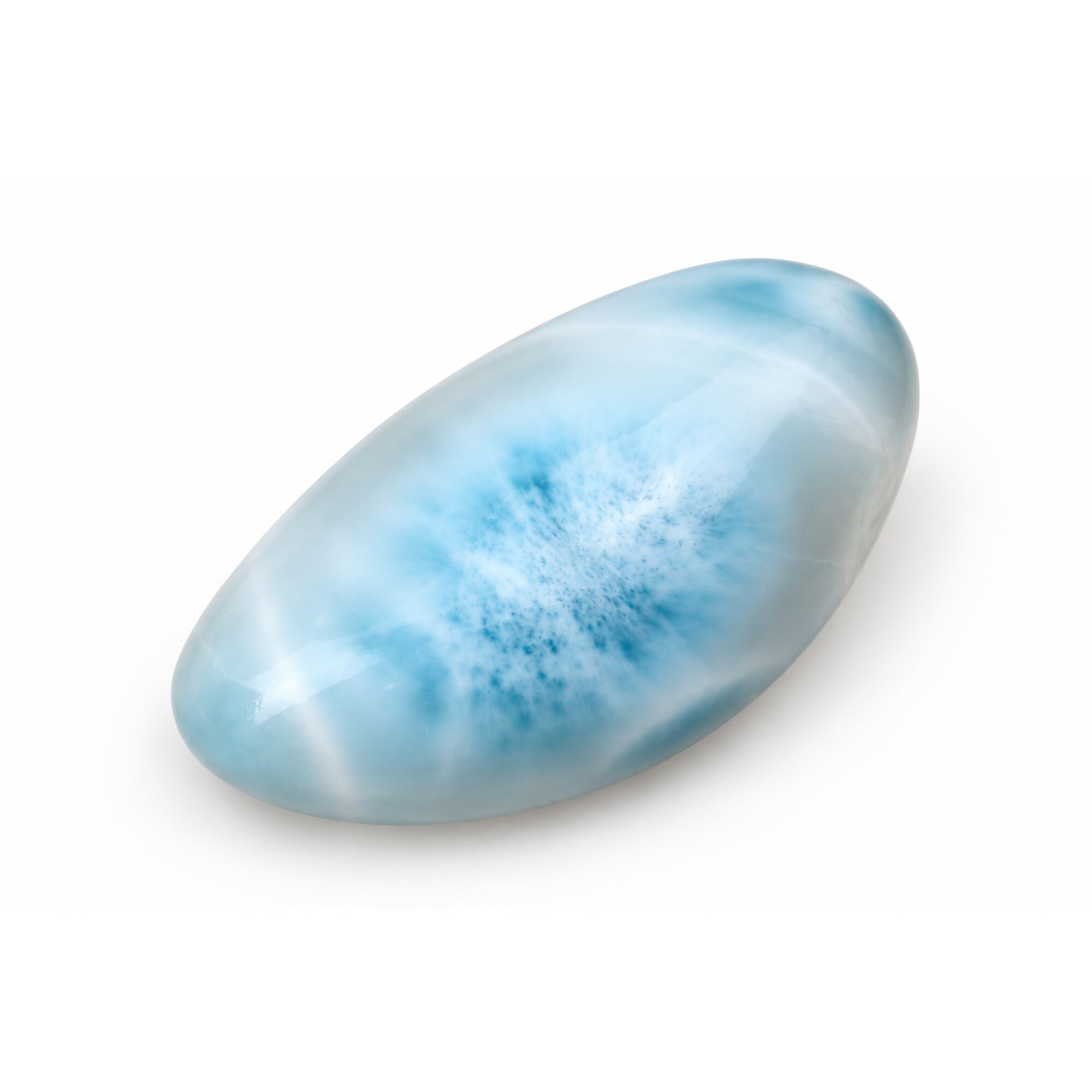 Master crafted sky blue Dominican Larimar cabochon 35mm – photo 4