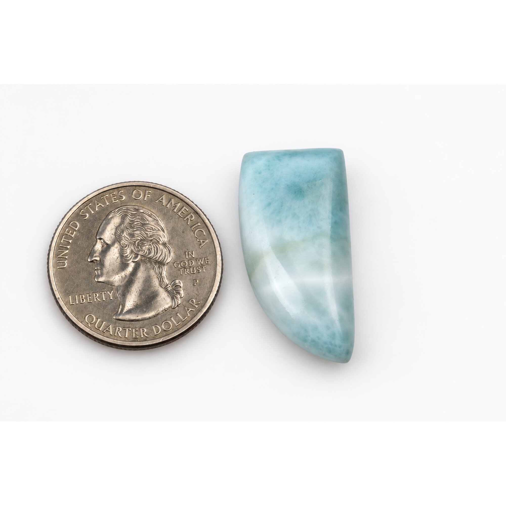 Artisan crafted light blue Dominican Larimar cabochon 30mm – photo 5