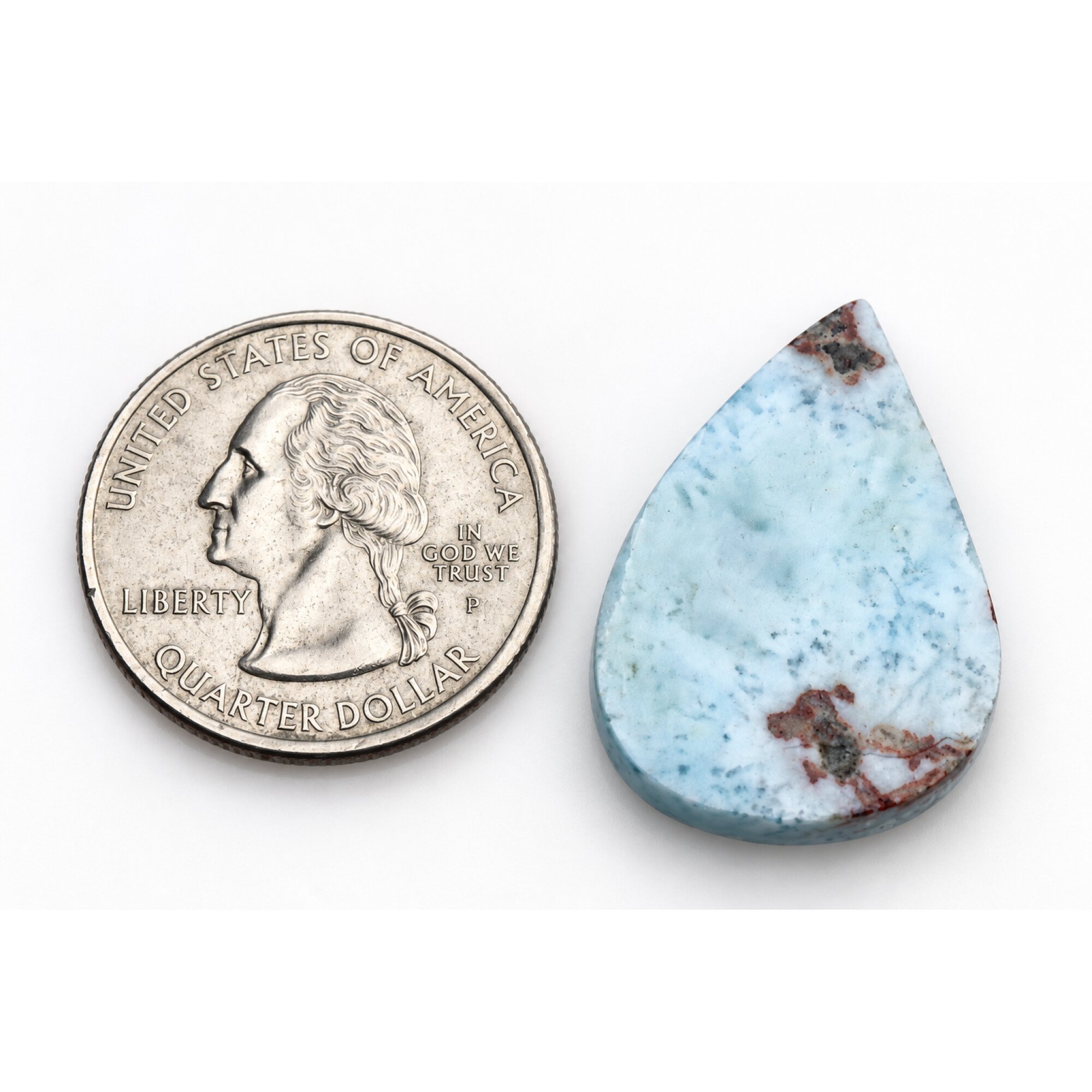 Pure natural red blue Dominican Larimar cabochon 29mm – photo 2