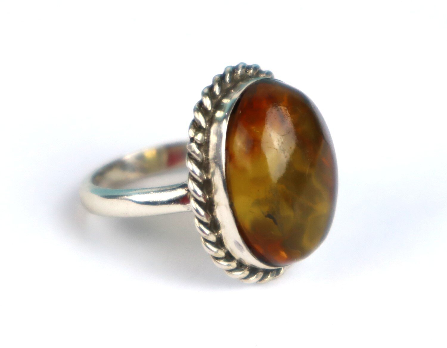Exquisite Natural Clear Light Blue Amber .925 Sterling Silver Ring #7 – photo 7