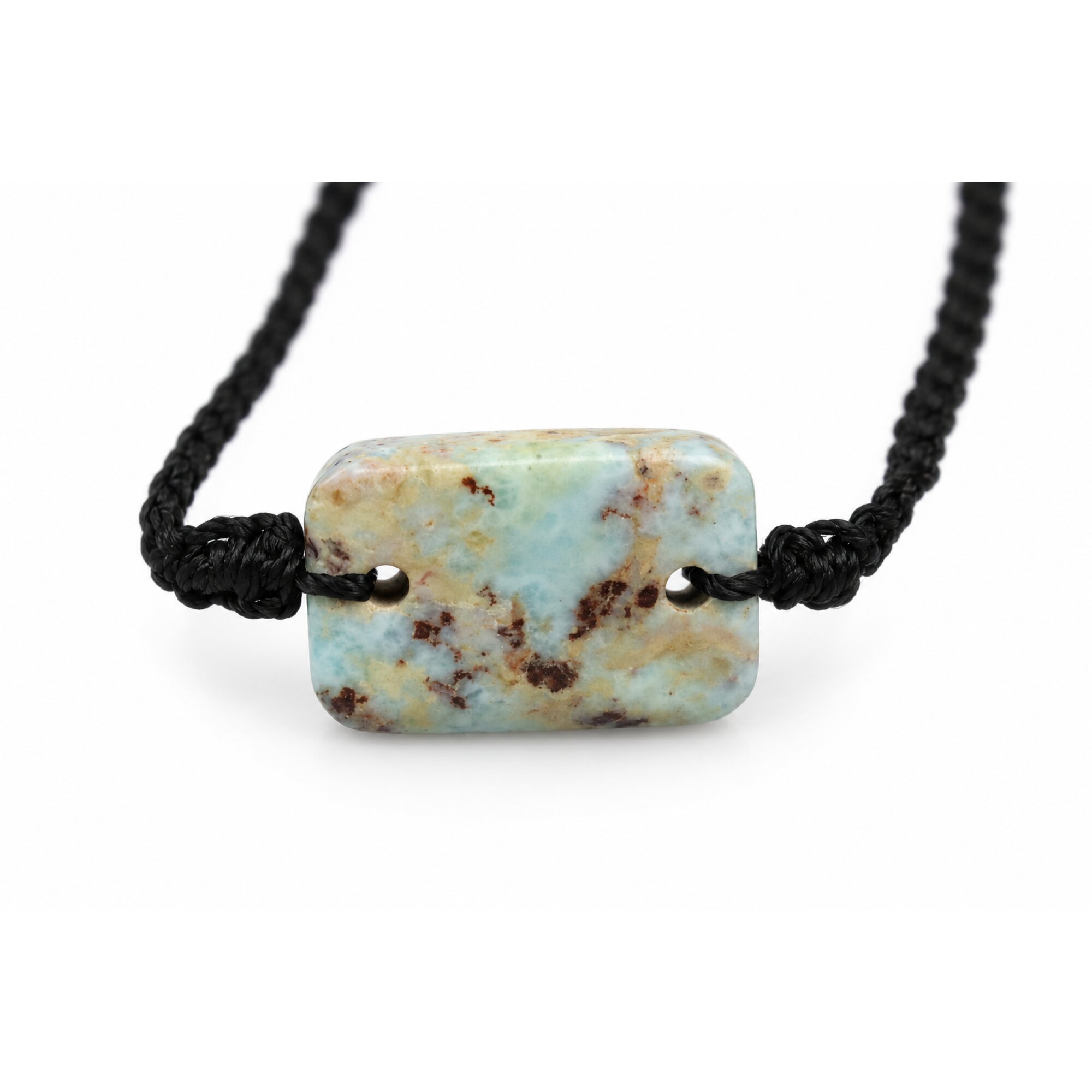 Organic beauty cafe blue Dominican Larimar macrame bracelet 22mm – photo 3