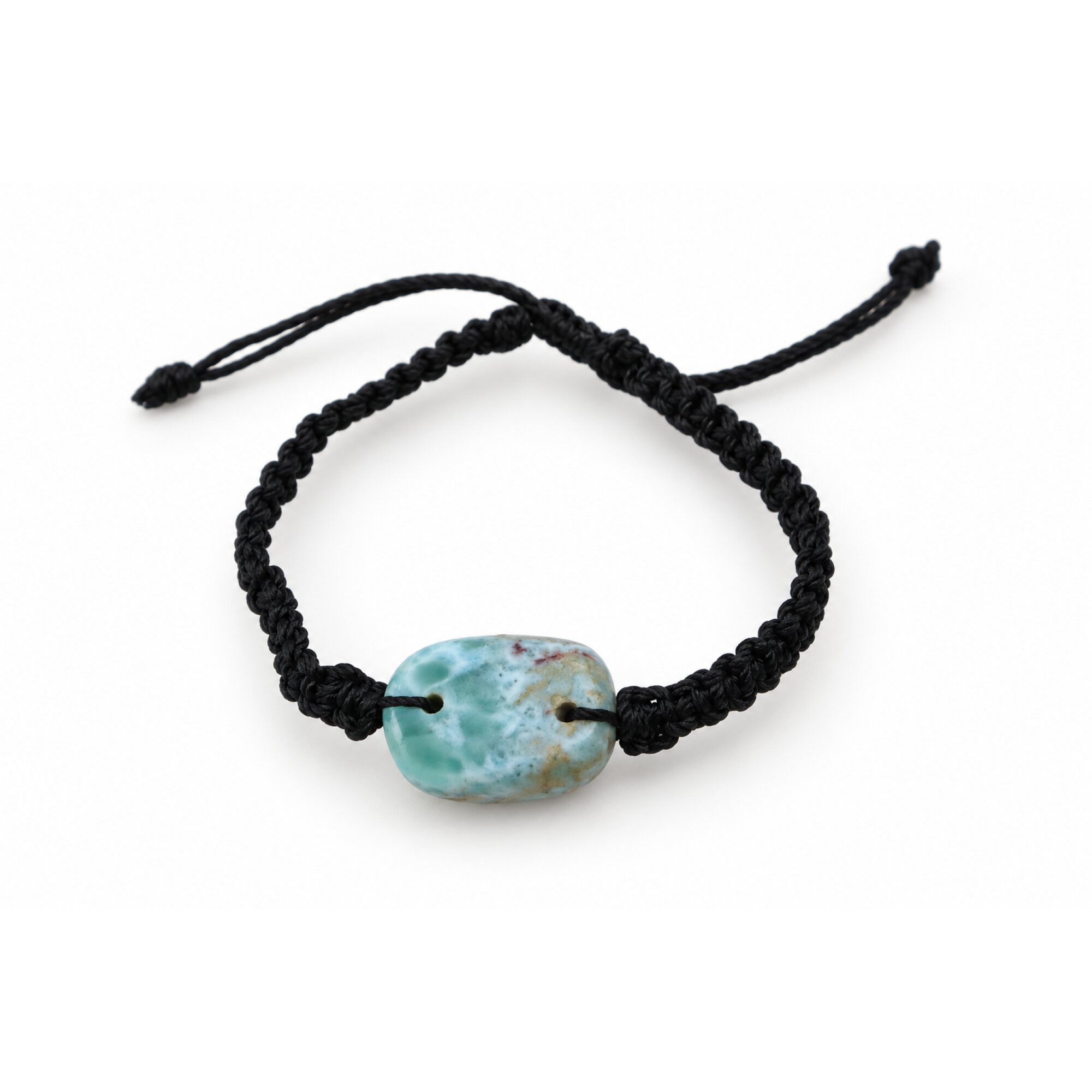 Nature created red green blue Dominican Larimar macrame bracelet 24mm