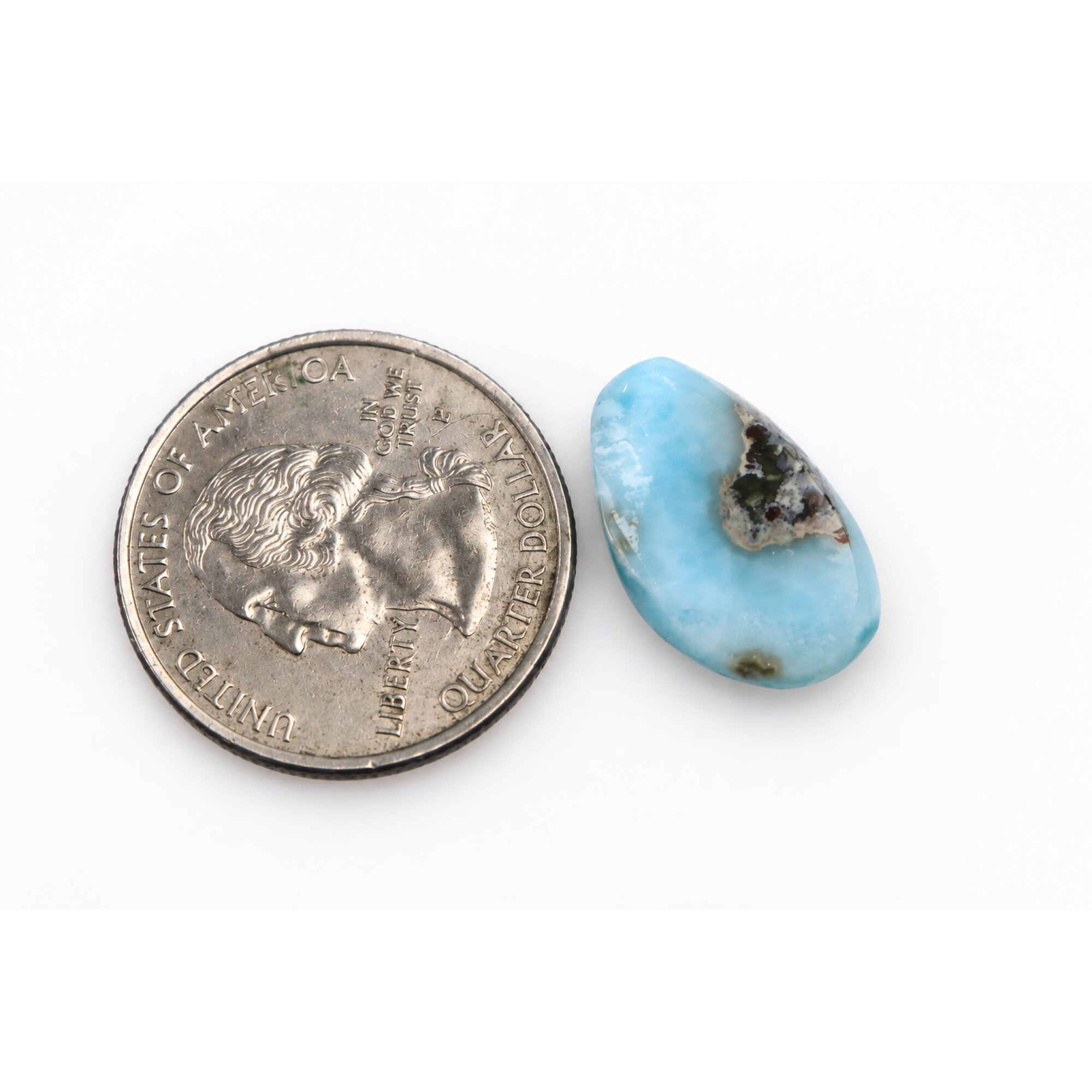 Genuine sky blue Dominican Larimar cabochon 19mm – photo 3