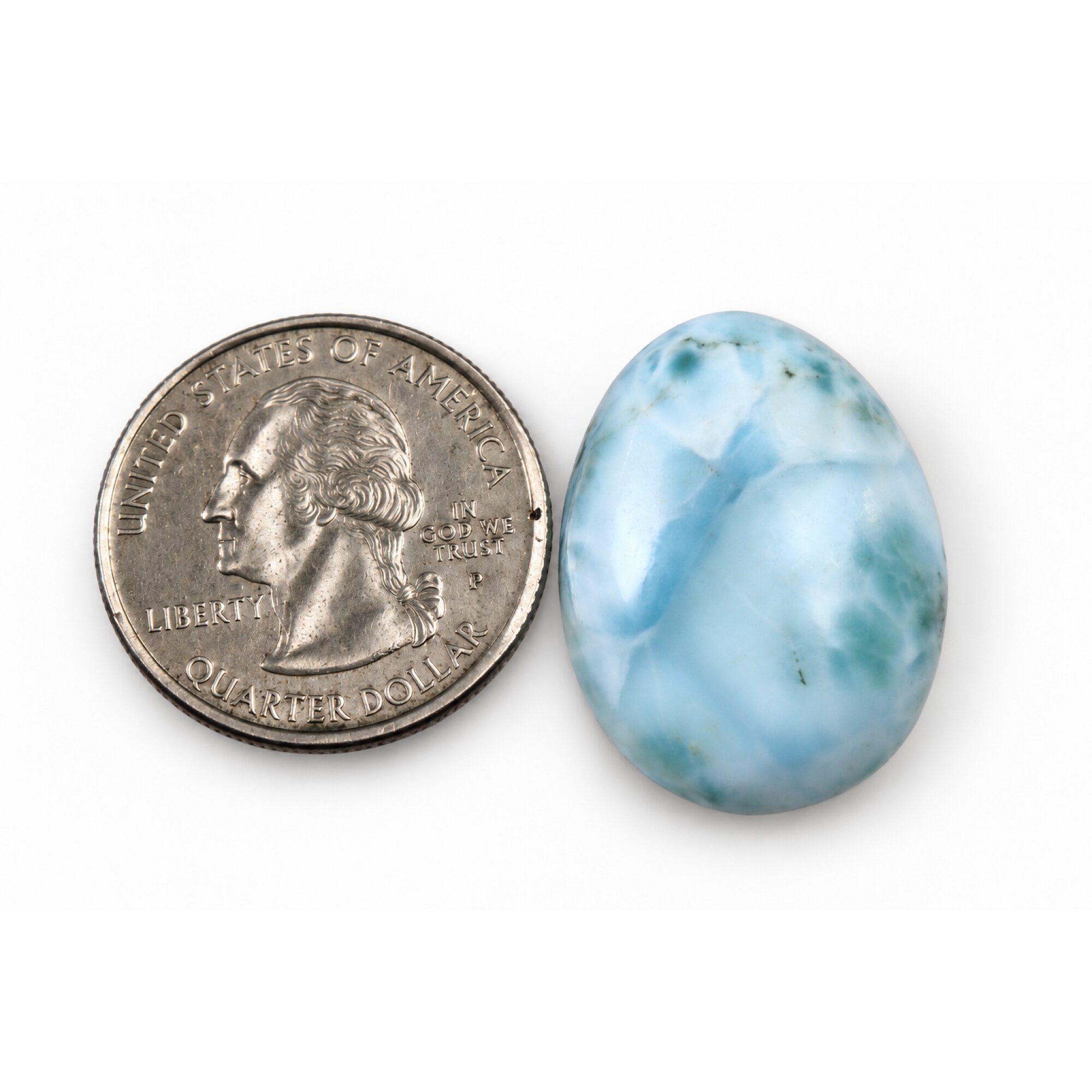 Authentic sky blue Dominican Larimar cabochon 27mm – photo 3