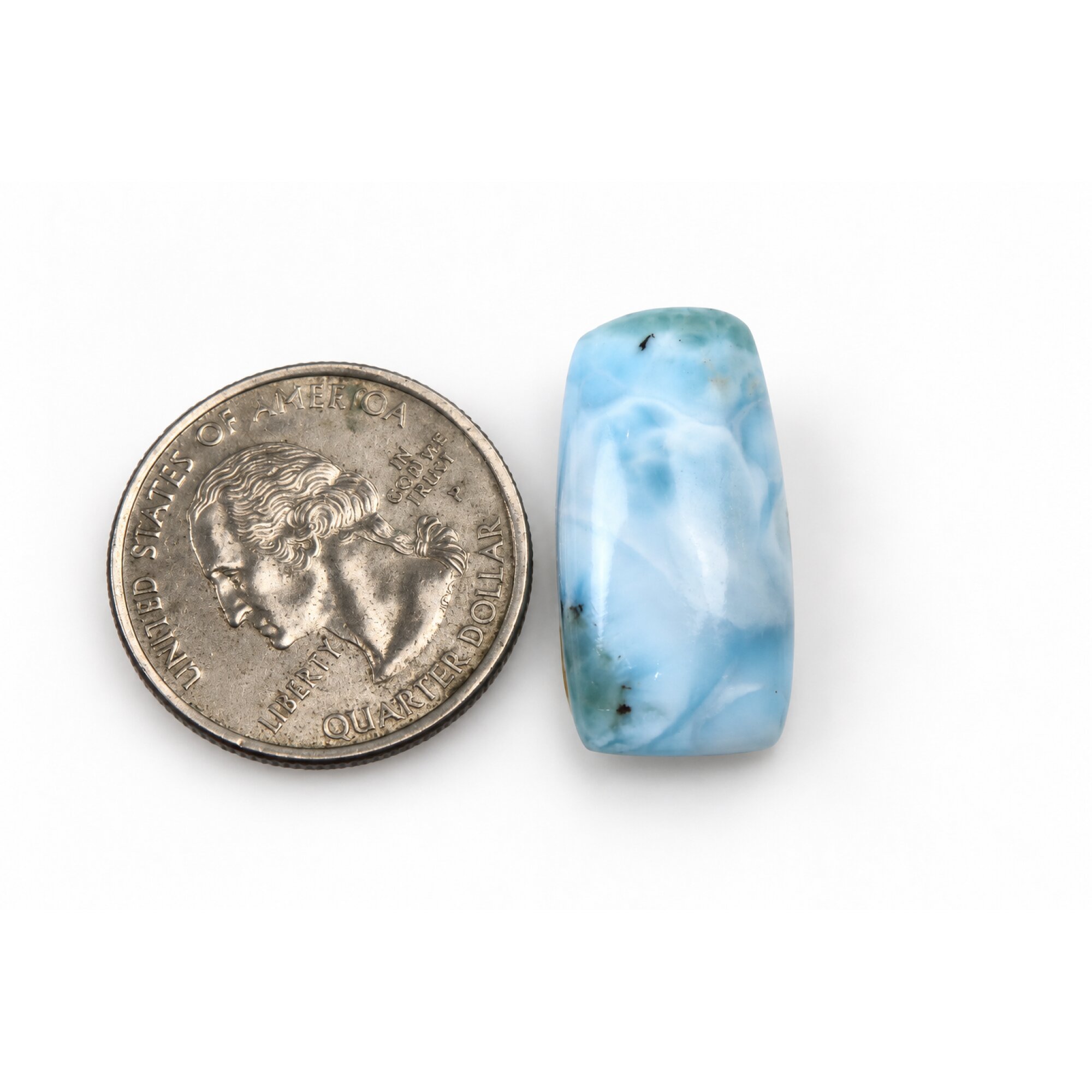 Genuine sea blue Dominican Larimar cabochon 27mm – photo 4