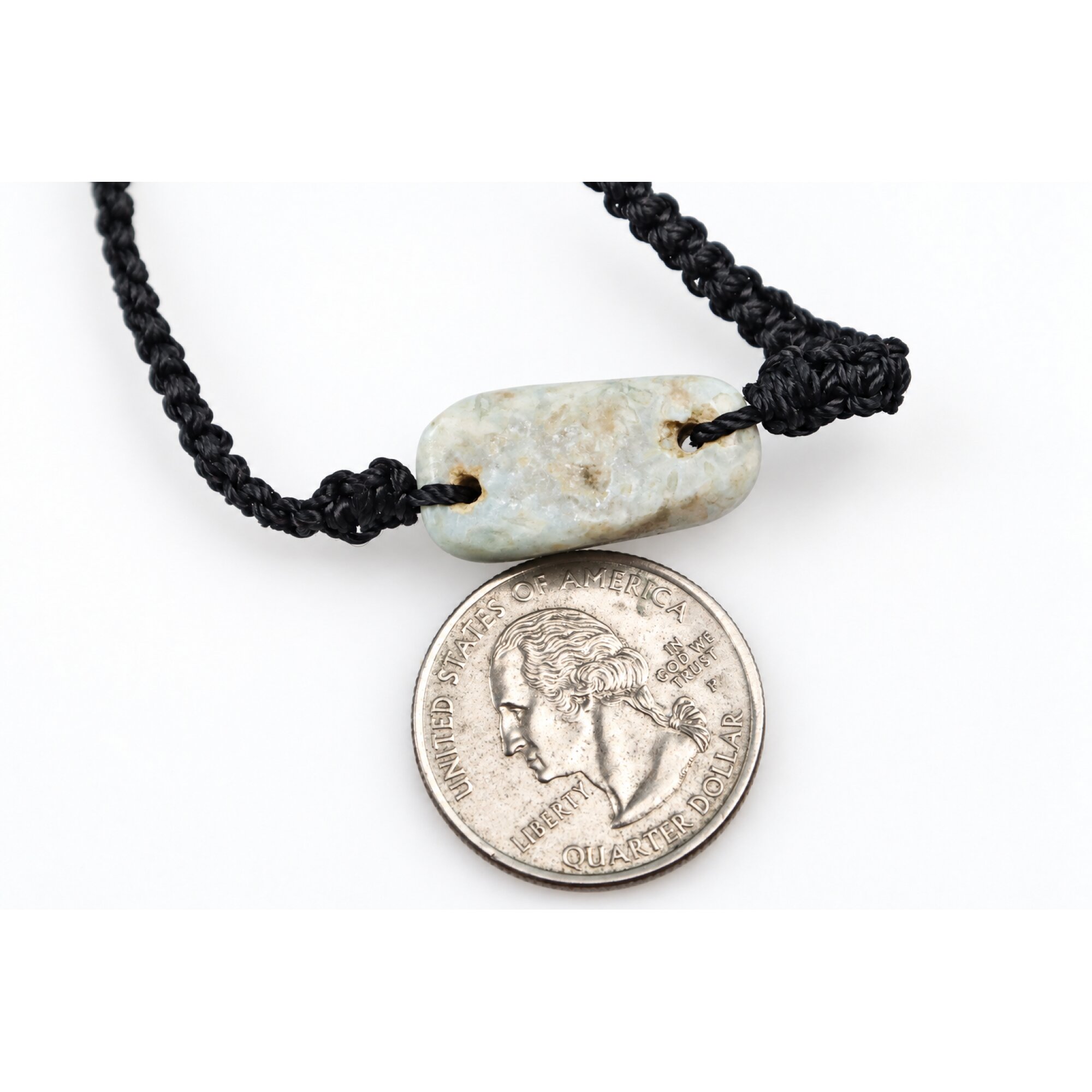 Genuine sky blue Dominican Larimar macrame bracelet 24mm – photo 2