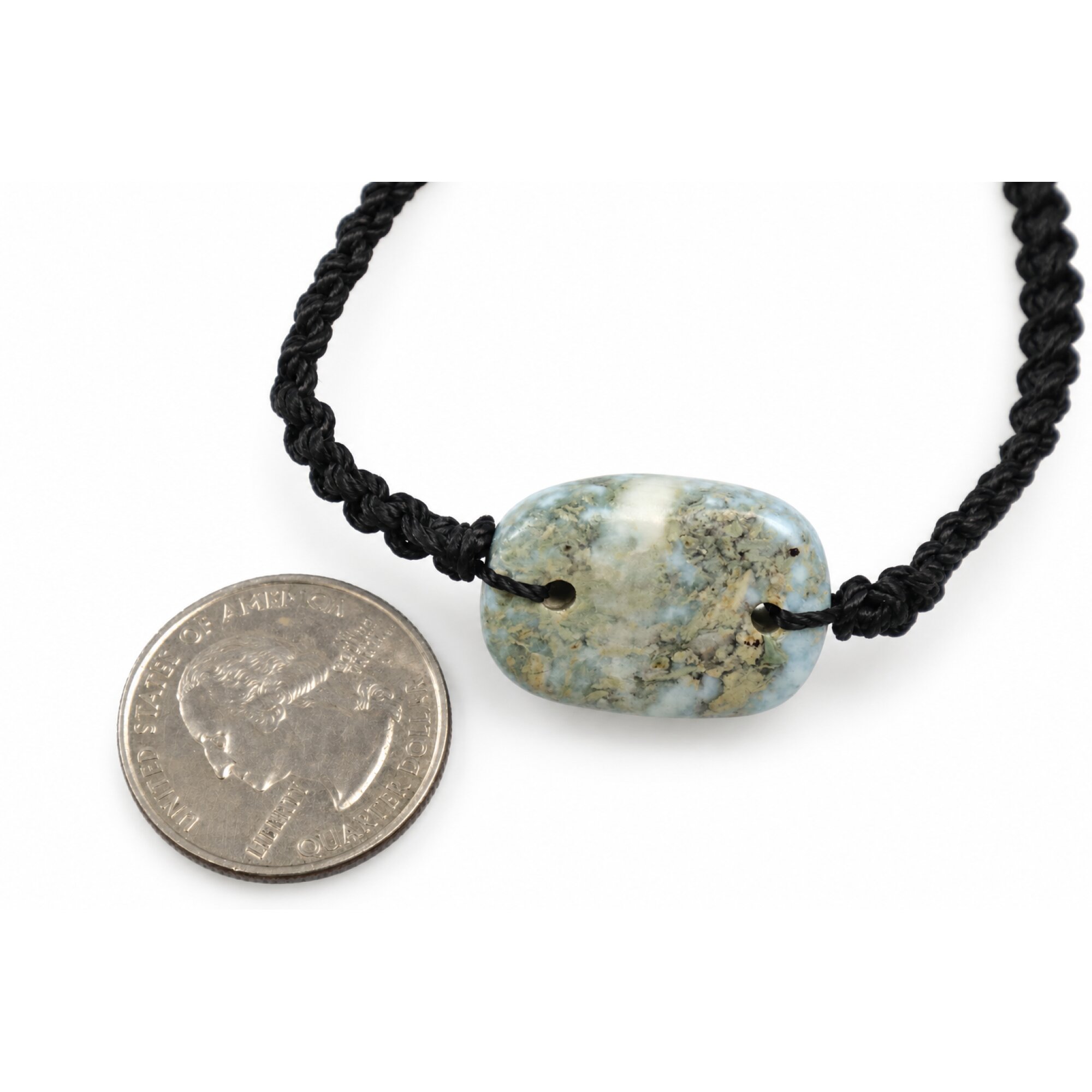 Genuine cafe blue Dominican Larimar macrame bracelet 24mm – photo 3