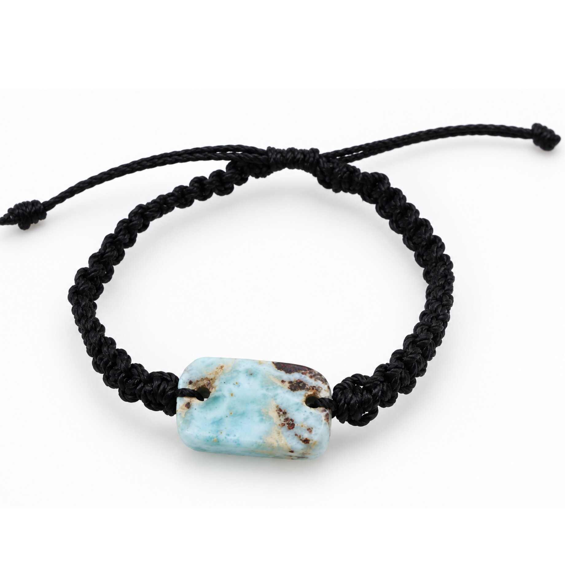 Real light blue Dominican Larimar macrame bracelet 22mm