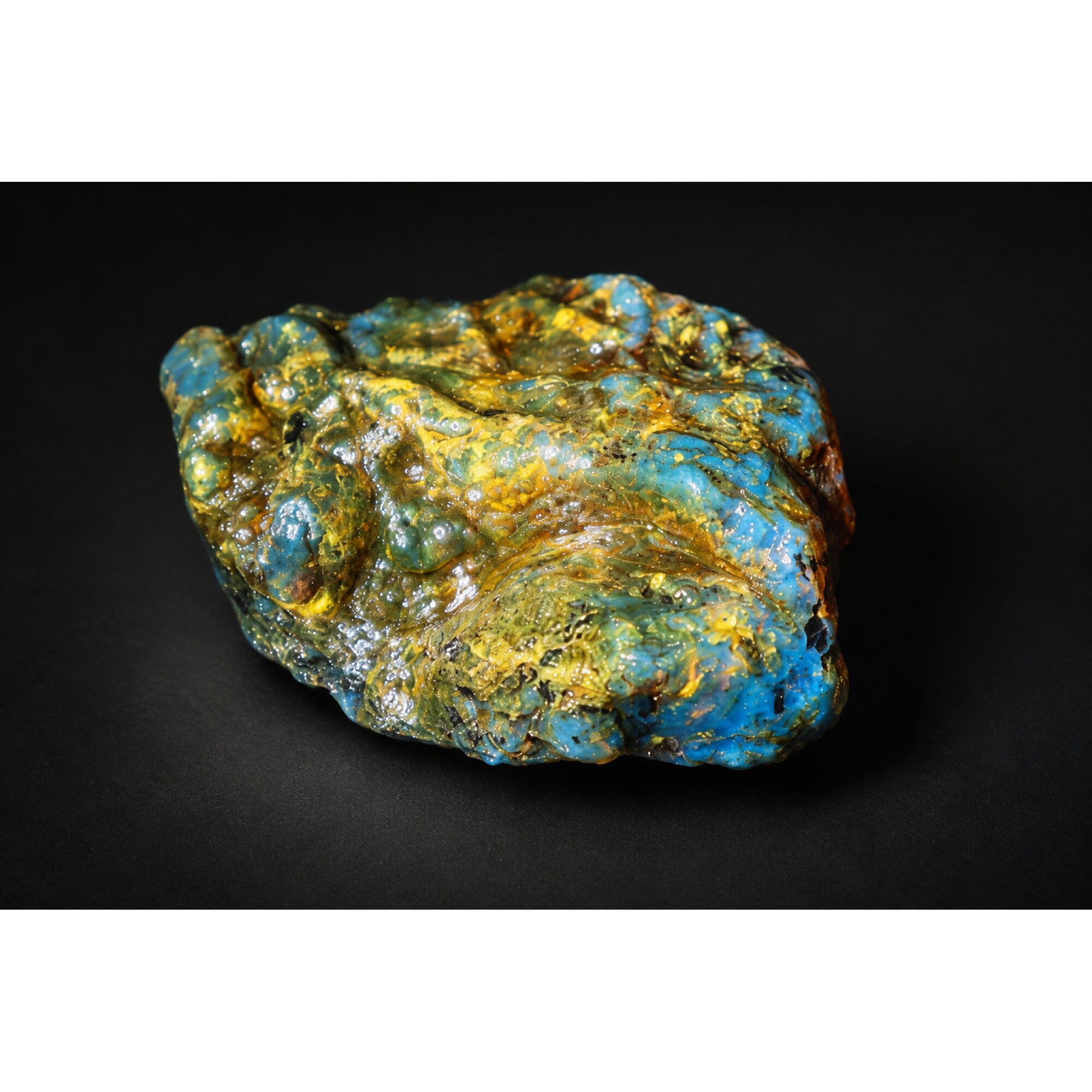 Genuine deep blue rough specimen Dominican amber 44mm – photo 2