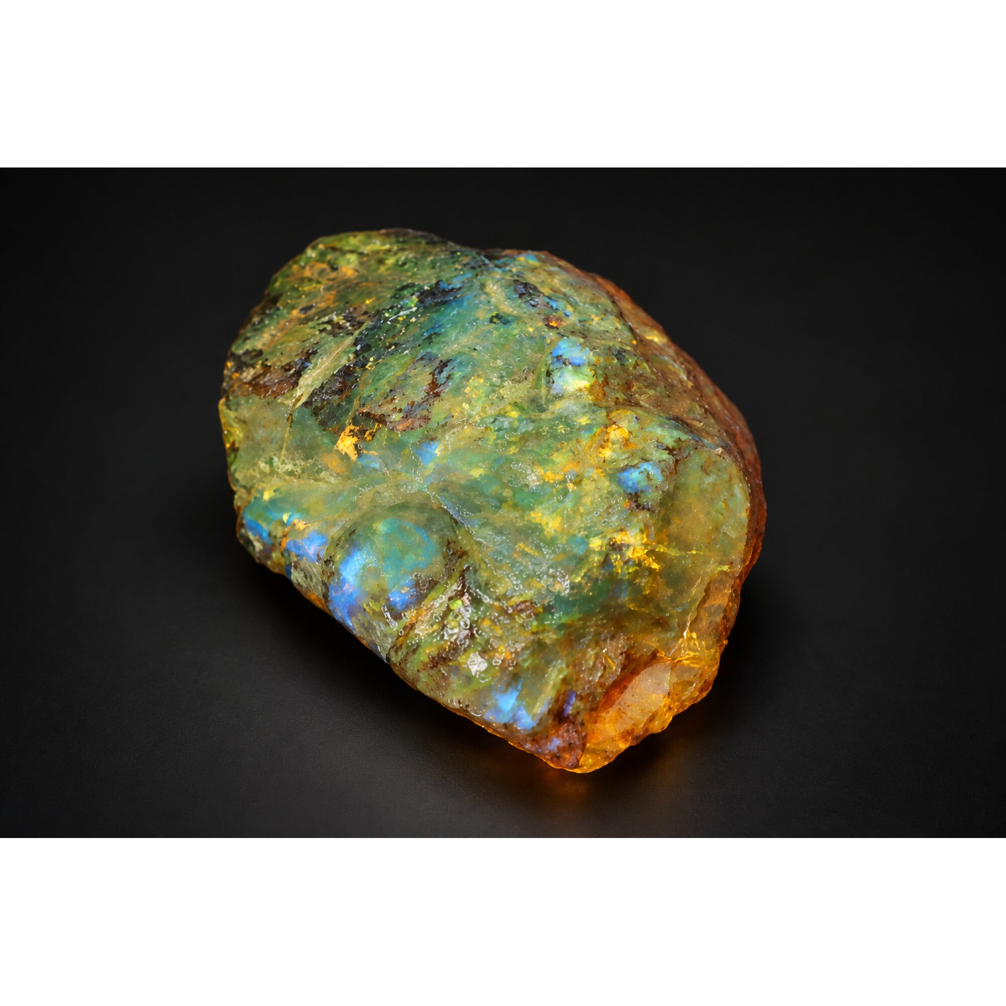 Untreated orange green rough specimen Dominican amber 45.1g – photo 3