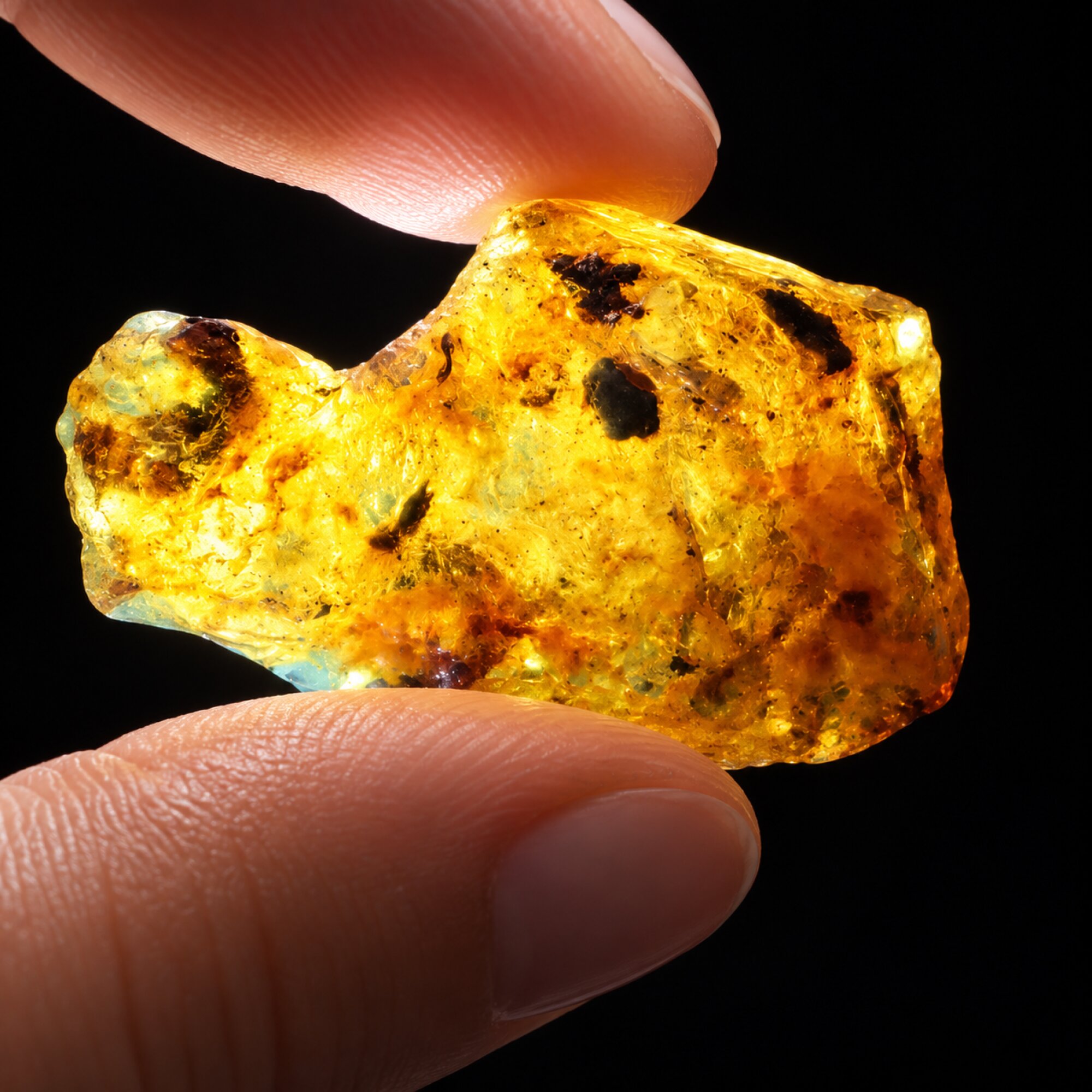 Untreated sky blue rough specimen Dominican amber 7.5g – photo 5