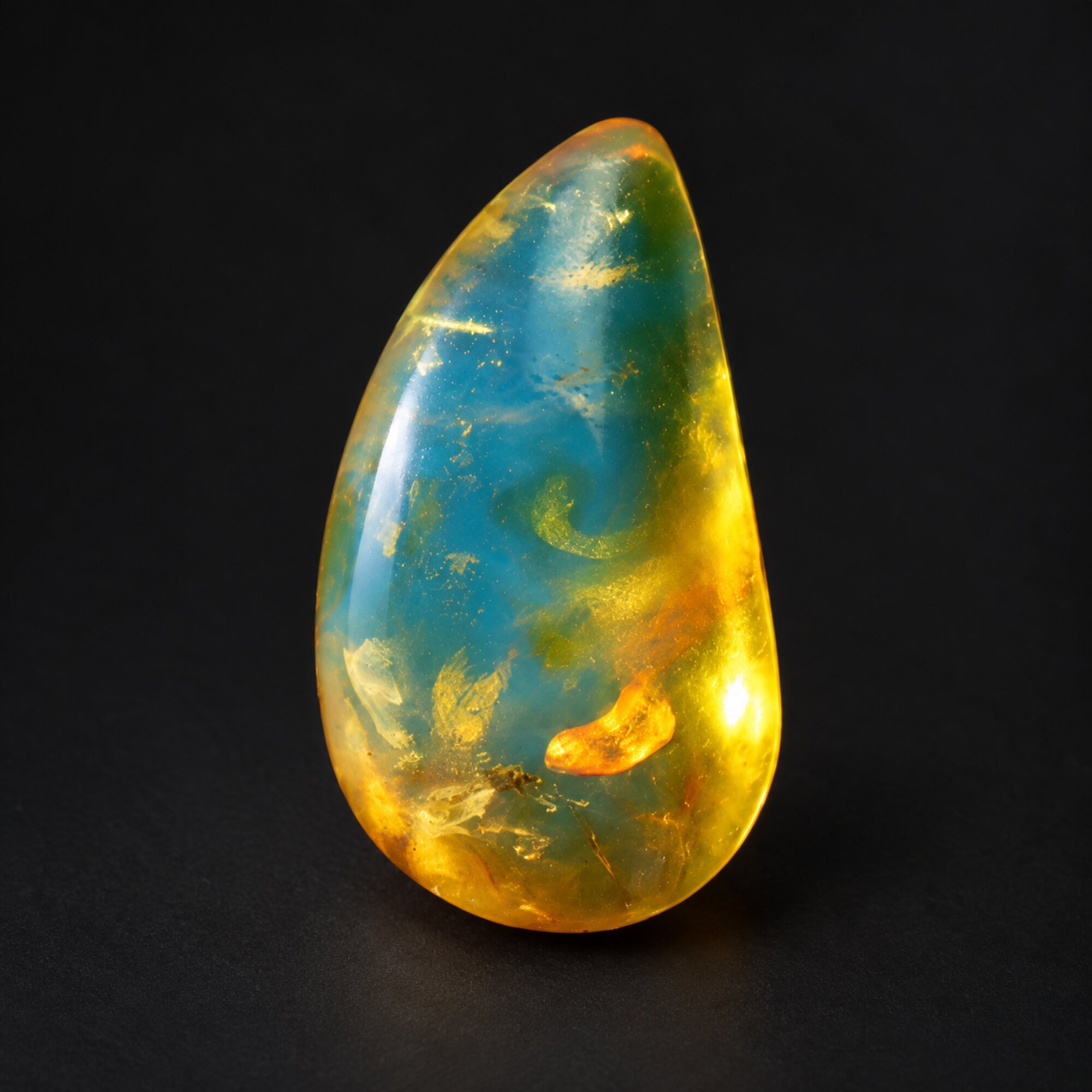 Untreated green orange polished Dominican amber 1.5g – photo 8