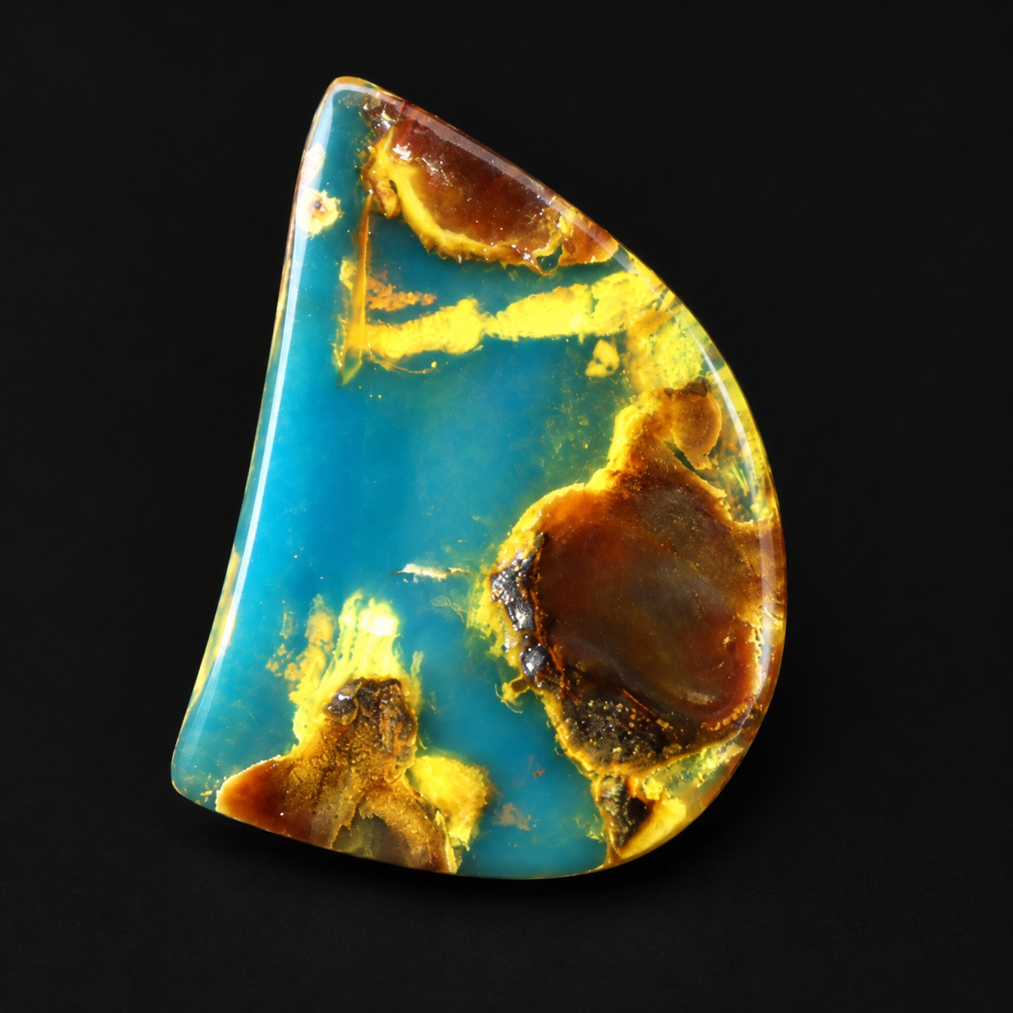 Handmade blue yellow polished Dominican amber 1.3g – photo 2