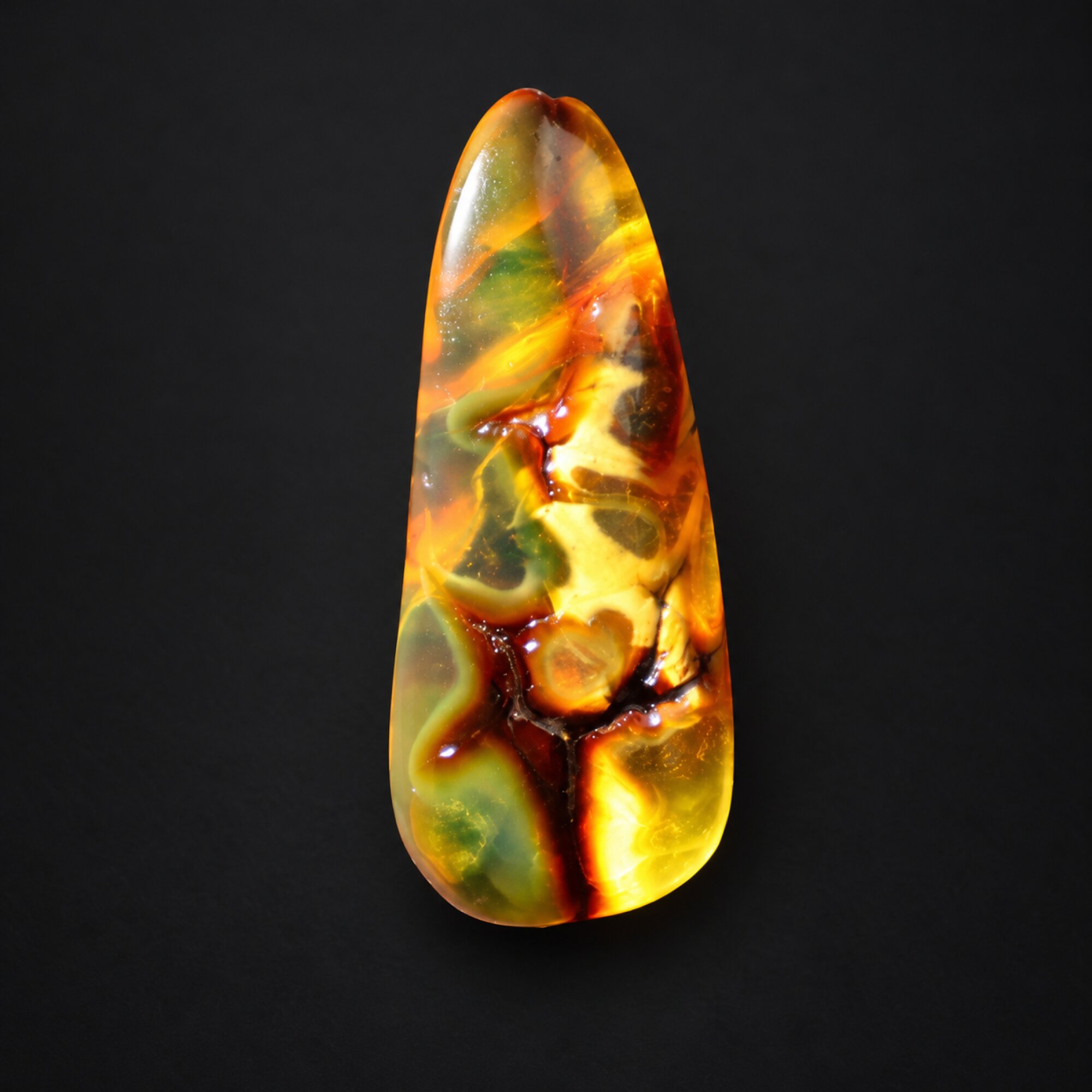Natural yellow green polished Dominican amber – photo 2