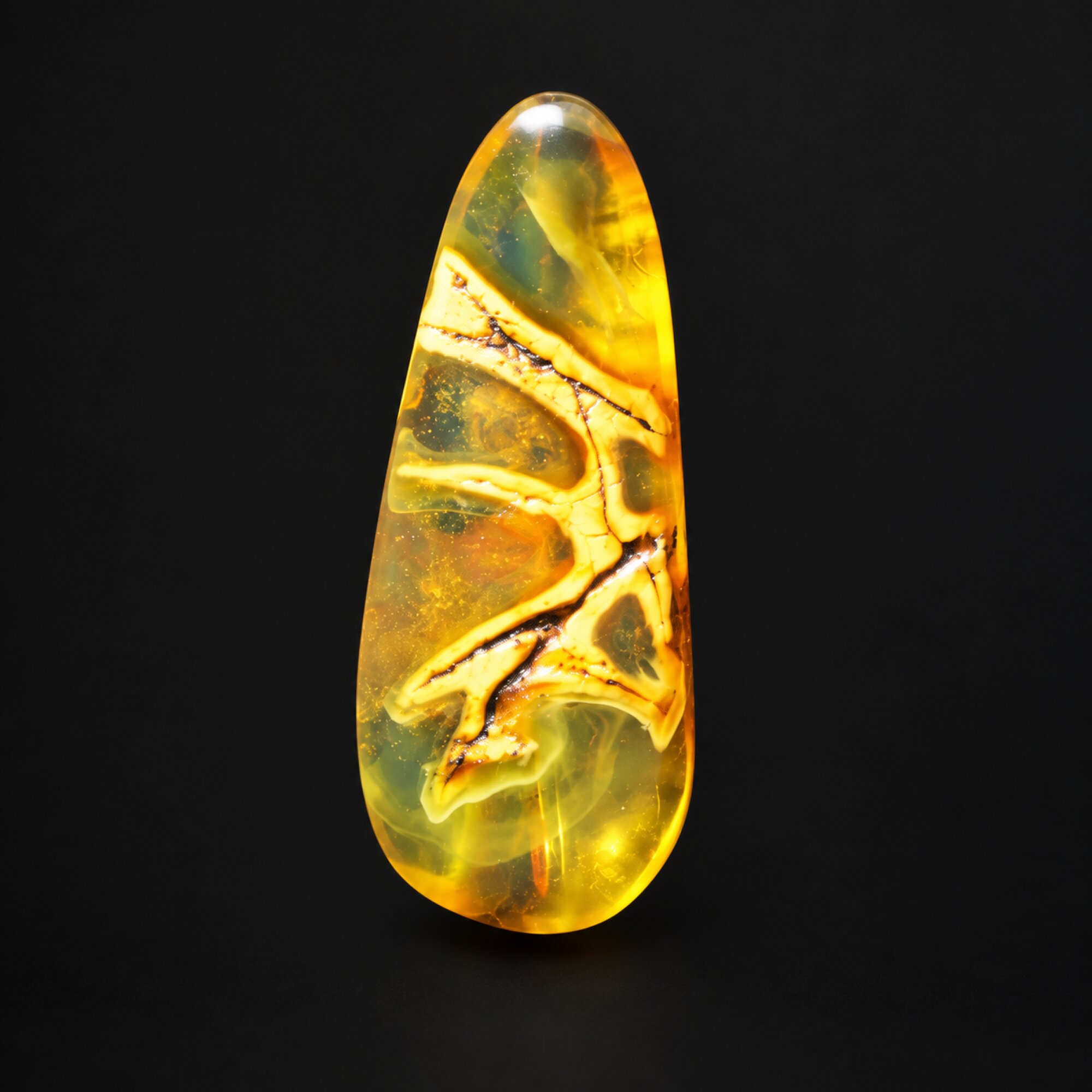 Natural yellow green polished Dominican amber – photo 11