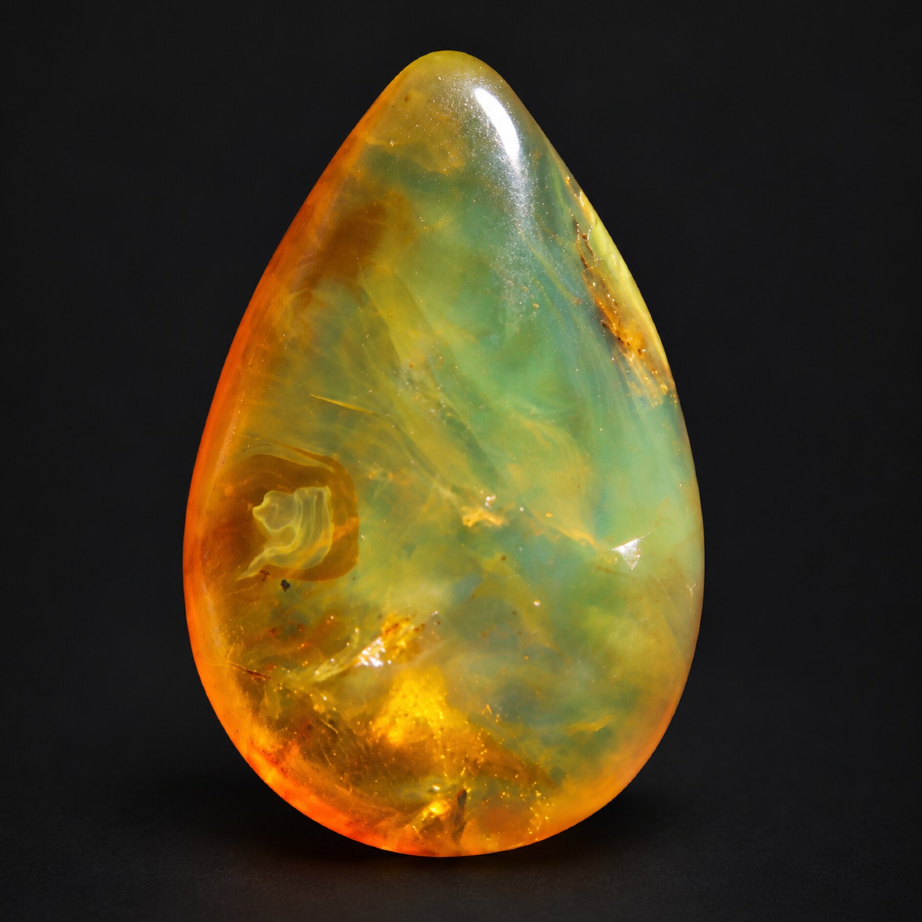 Earth crafted yellow green polished Dominican amber