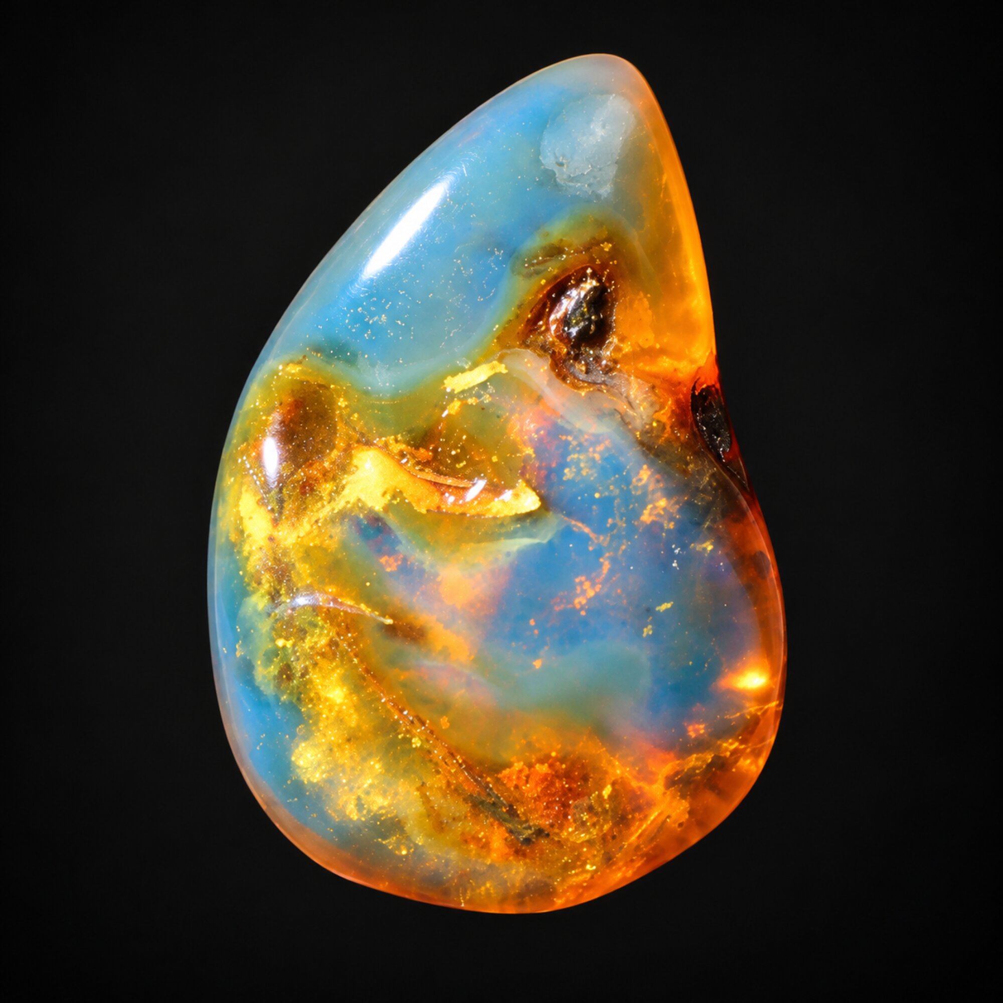 Natural yellow blue polished Dominican amber – photo 4