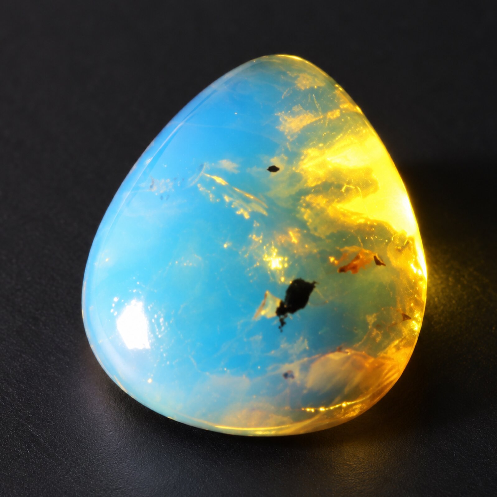 Untreated sky blue Dominican amber cabochon