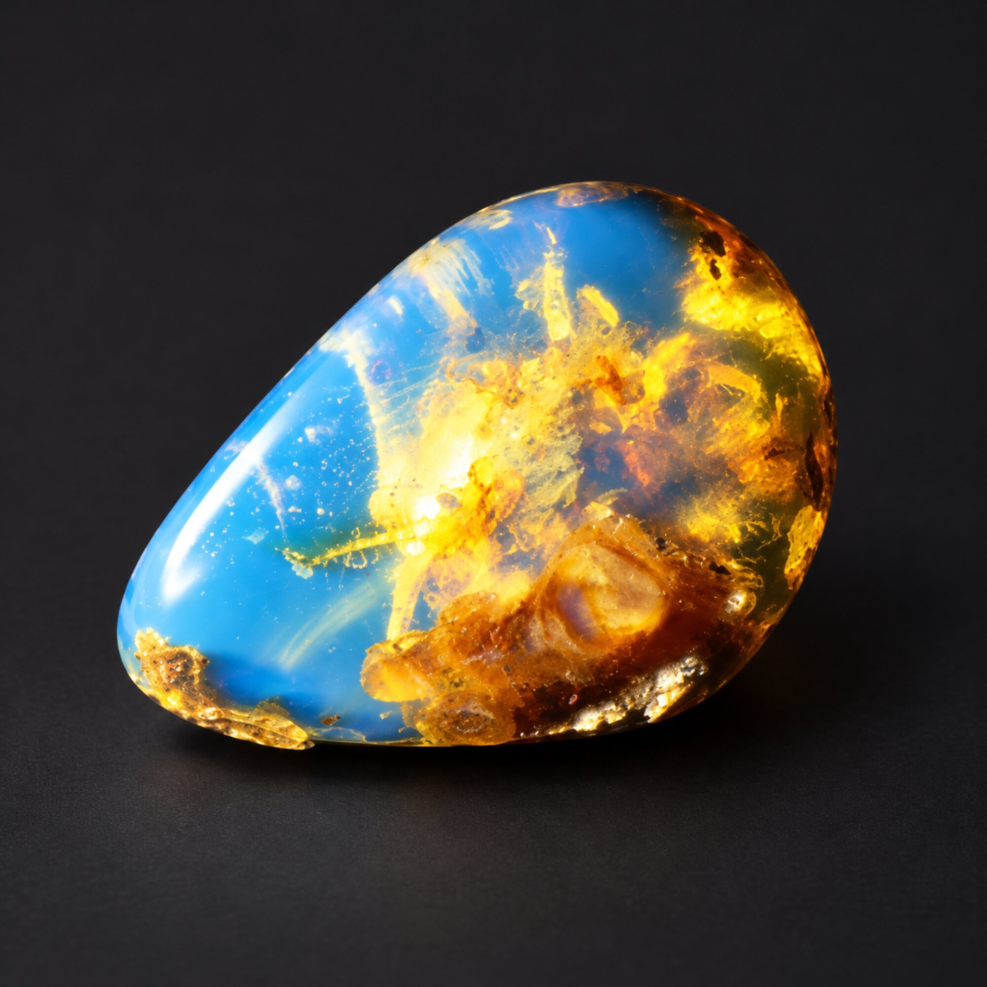 Untreated deep blue Dominican amber cabochon – photo 7