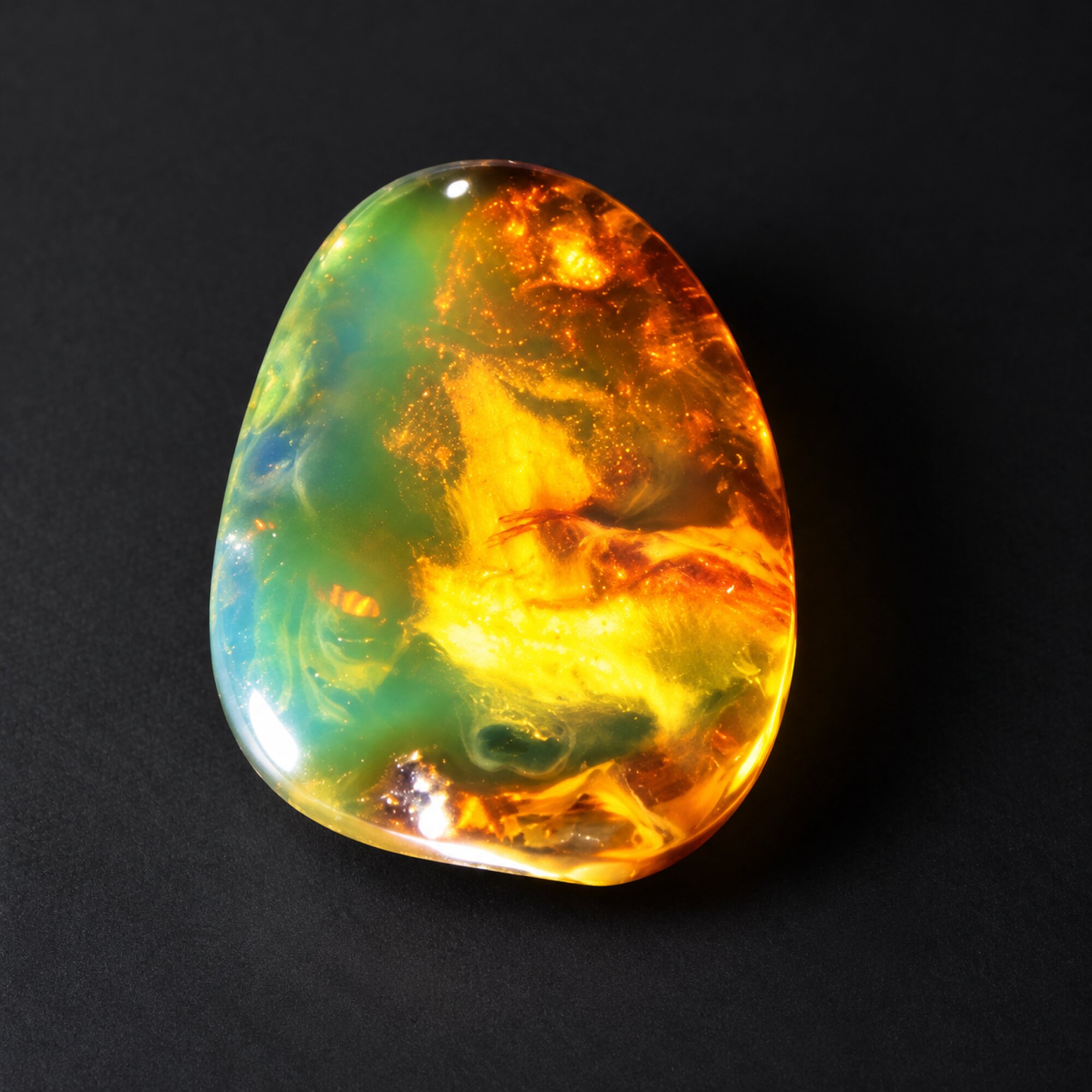 Genuine orange green Dominican amber cabochon – photo 3