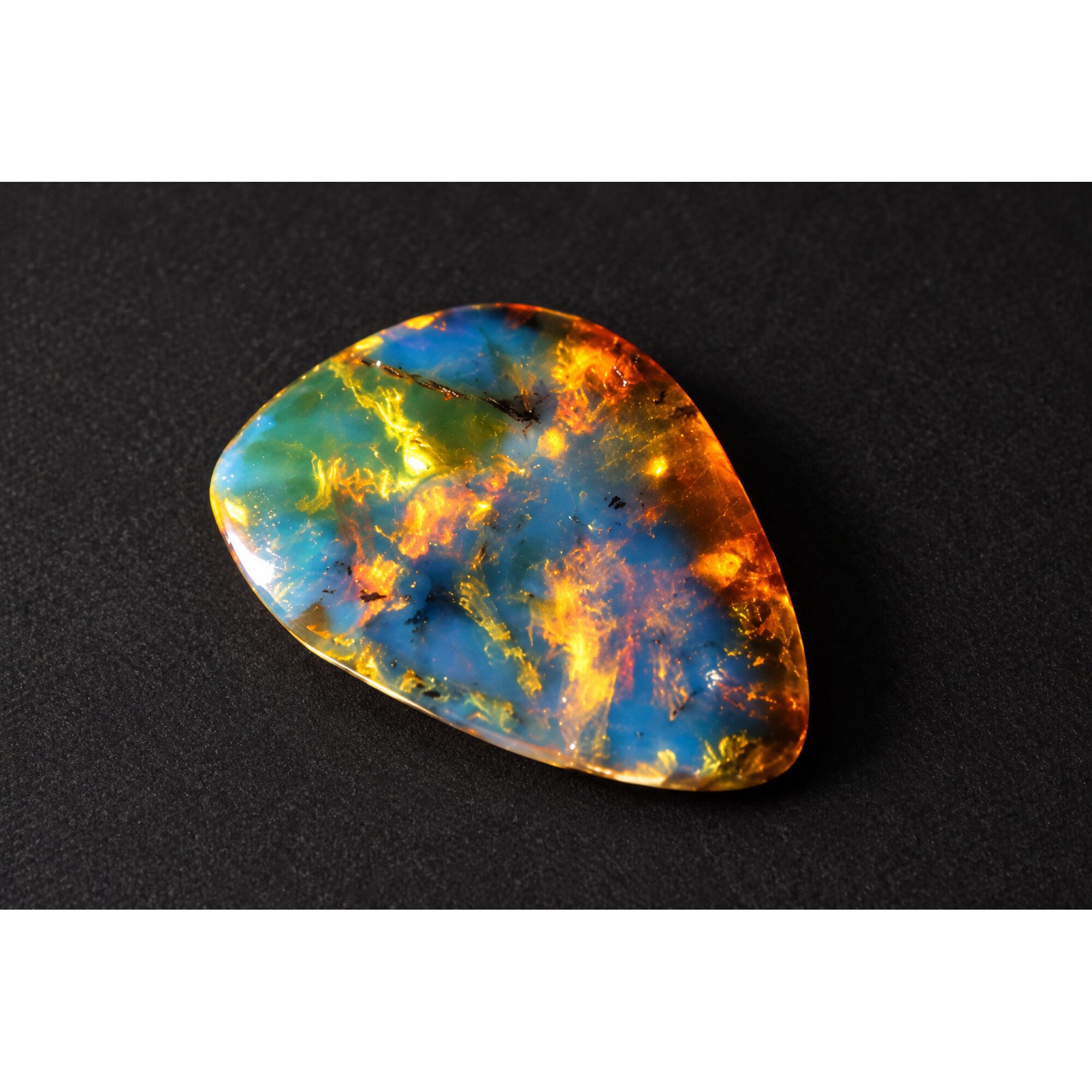 Nature created orange blue Dominican amber cabochon – photo 2