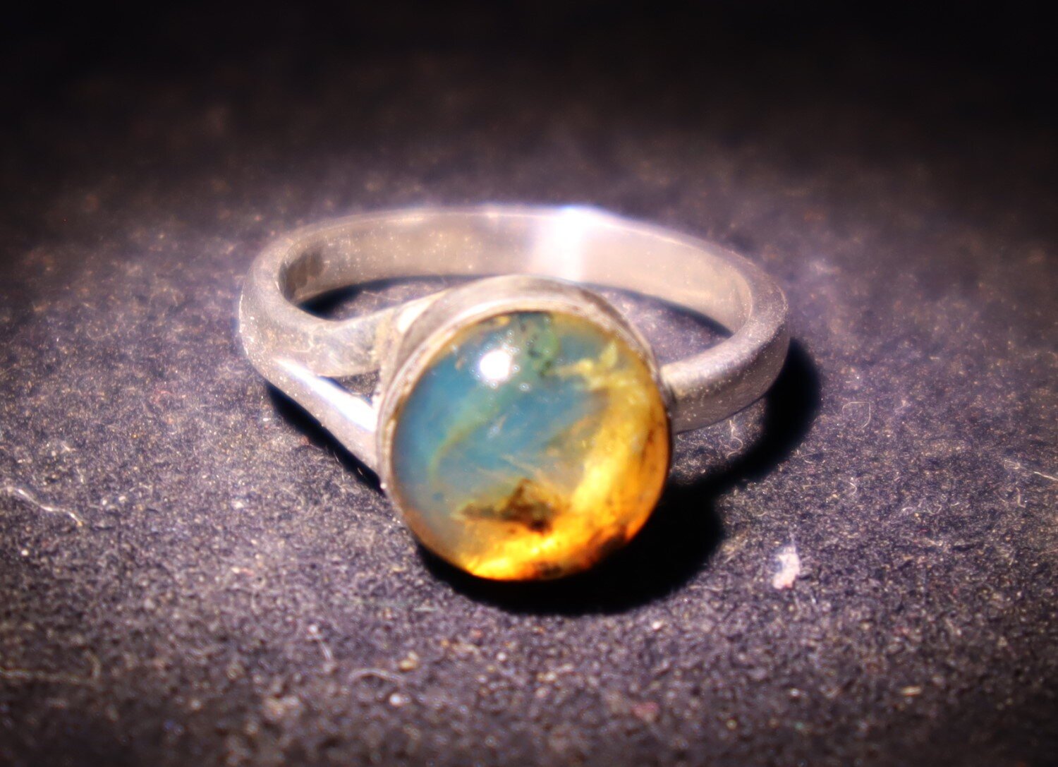 Lovely Natural Clear Light Blue Amber 925 Sterling Silver Ring #5.5 free resize – photo 9