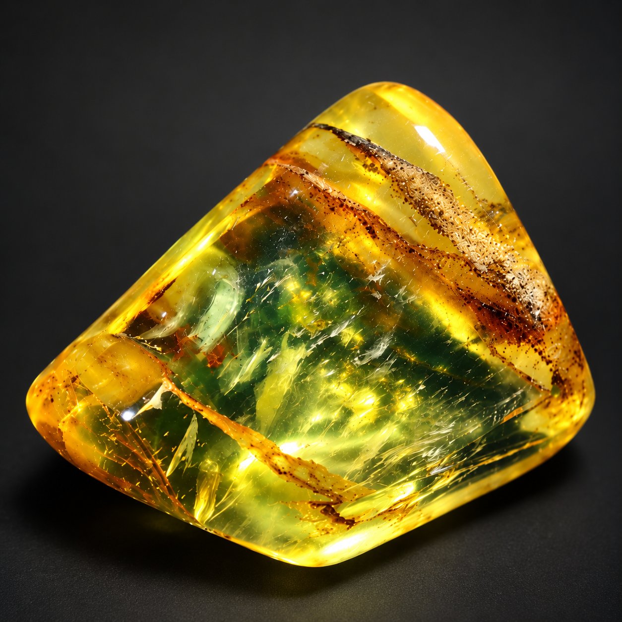 Authentic yellow green polished Dominican amber