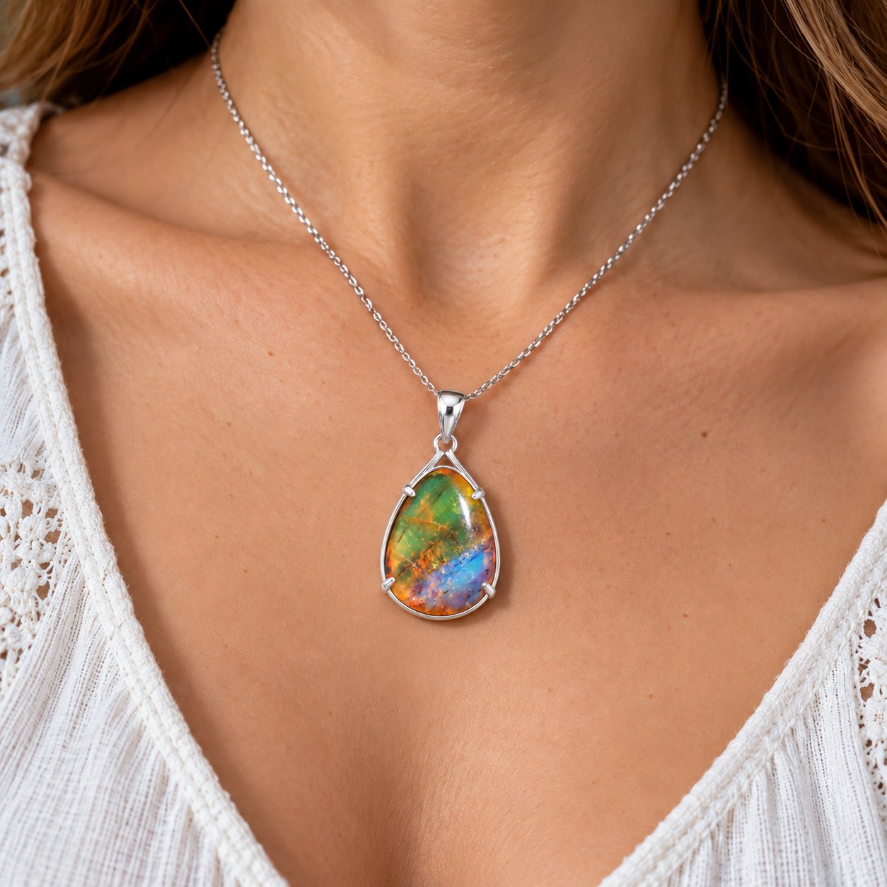 Genuine pink blue polished Dominican amber 28mm – photo 2