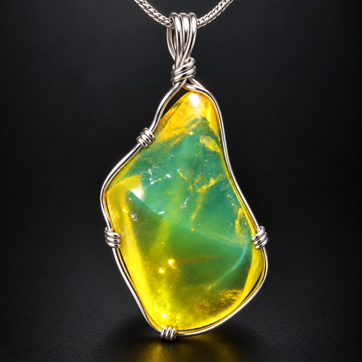 Real olive green polished Dominican amber 35mm – photo 2