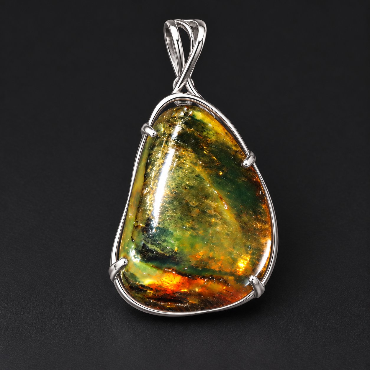 Genuine orange green polished Dominican amber 26mm – photo 2