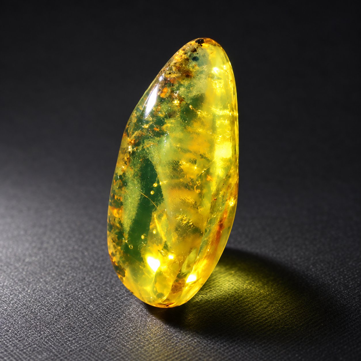 Authentic yellow green polished Dominican amber 35mm – photo 15