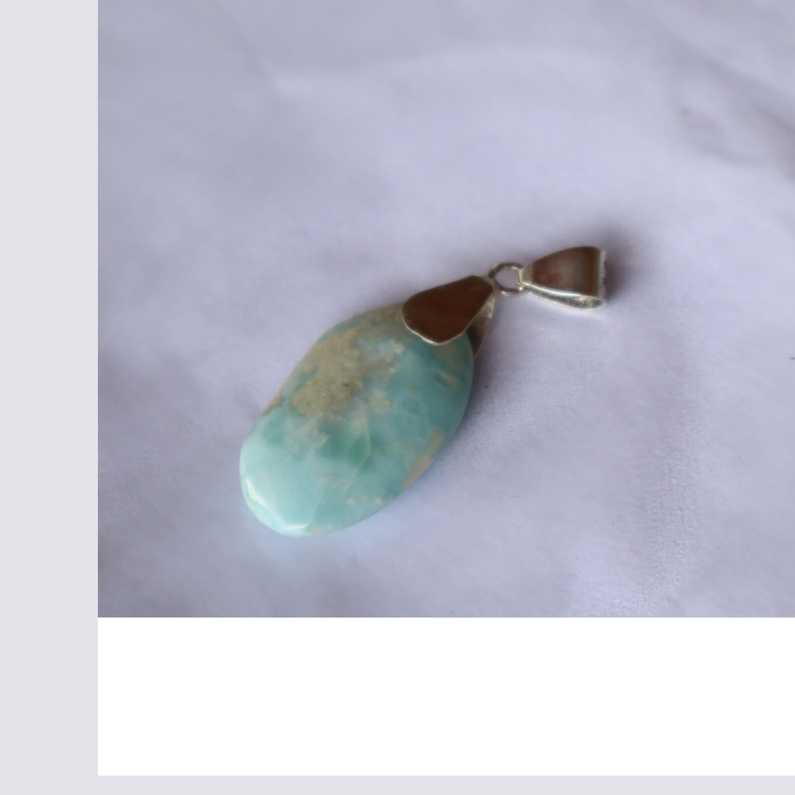 Elegant Timeless Island Style Milky Blue Larimar 925 Silver Pendant 46mm – photo 8