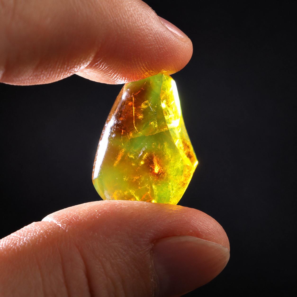 Authentic yellow green polished Dominican amber 25mm – photo 9