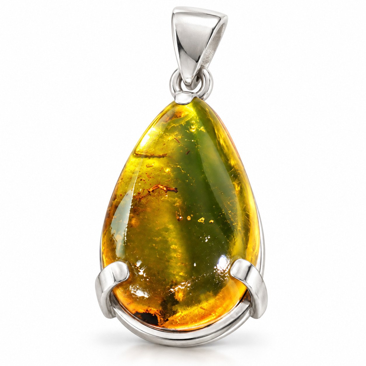 Handcrafted dark green Dominican amber sterling silver pendant 4.5g – photo 2
