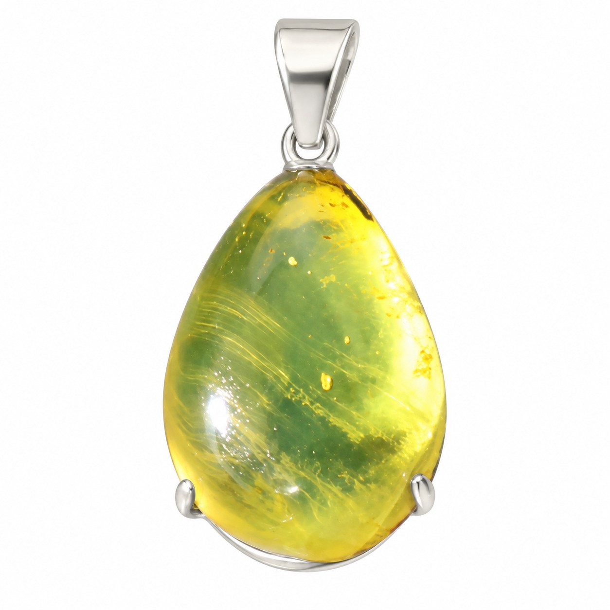 Studio made olive green Dominican amber sterling silver pendant 3.1g – photo 5