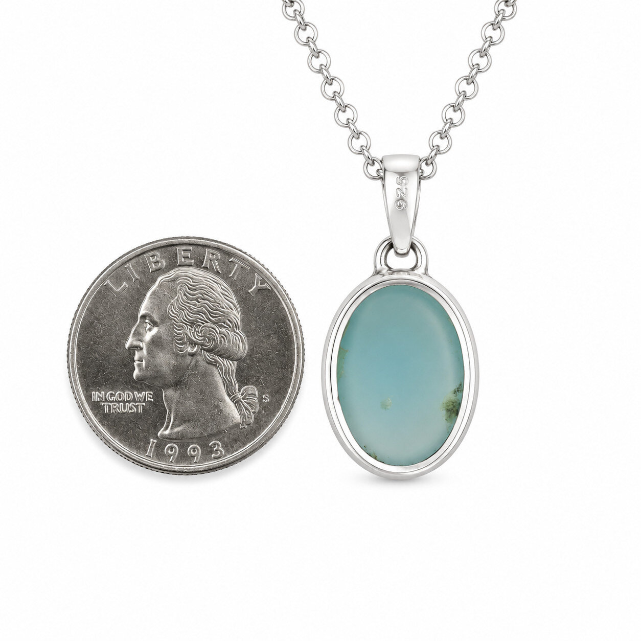 Polished Statement Blue Dyed Howlite 925 Sterling Silver Round Pendant 38mm – photo 4