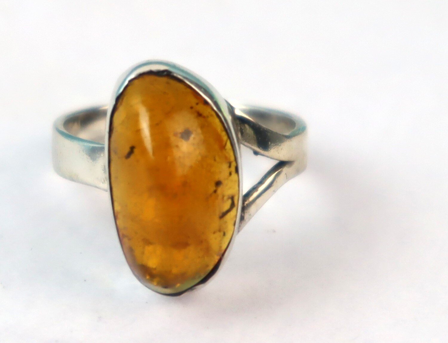 Natural Clear Light Orange Amber .925 Sterling Silver Ring #6 free resizing – photo 7