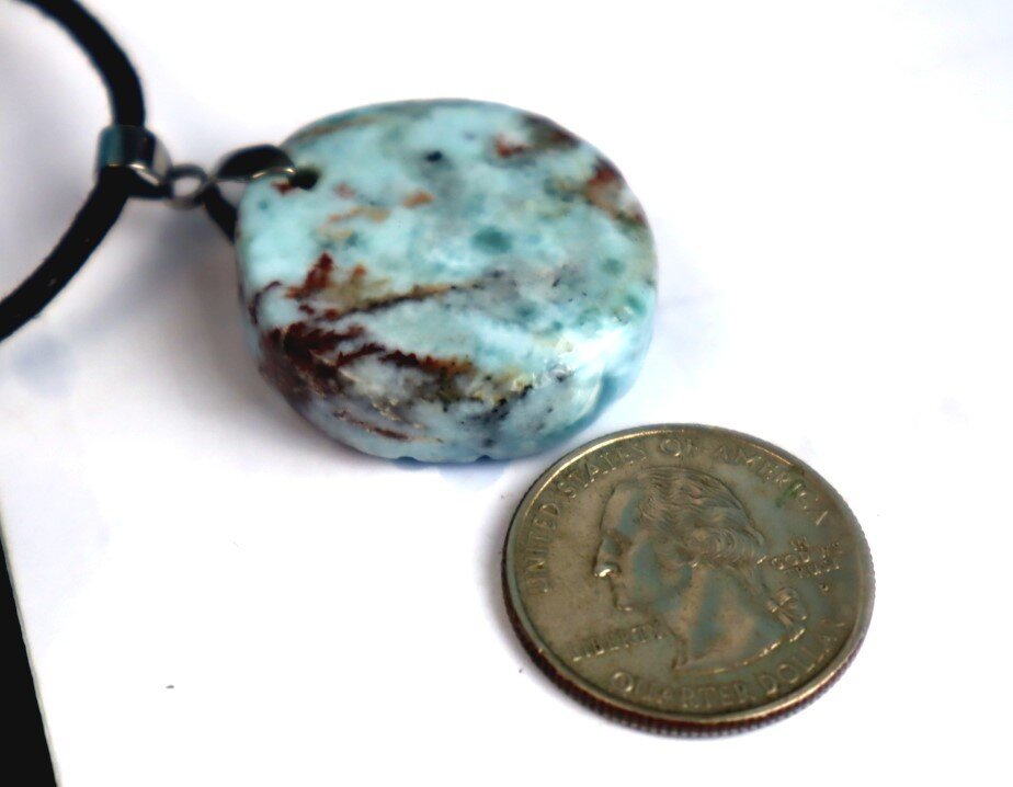 Charming Design Natural Ocean Blue Larimar Necklace adjustable free cord – photo 7