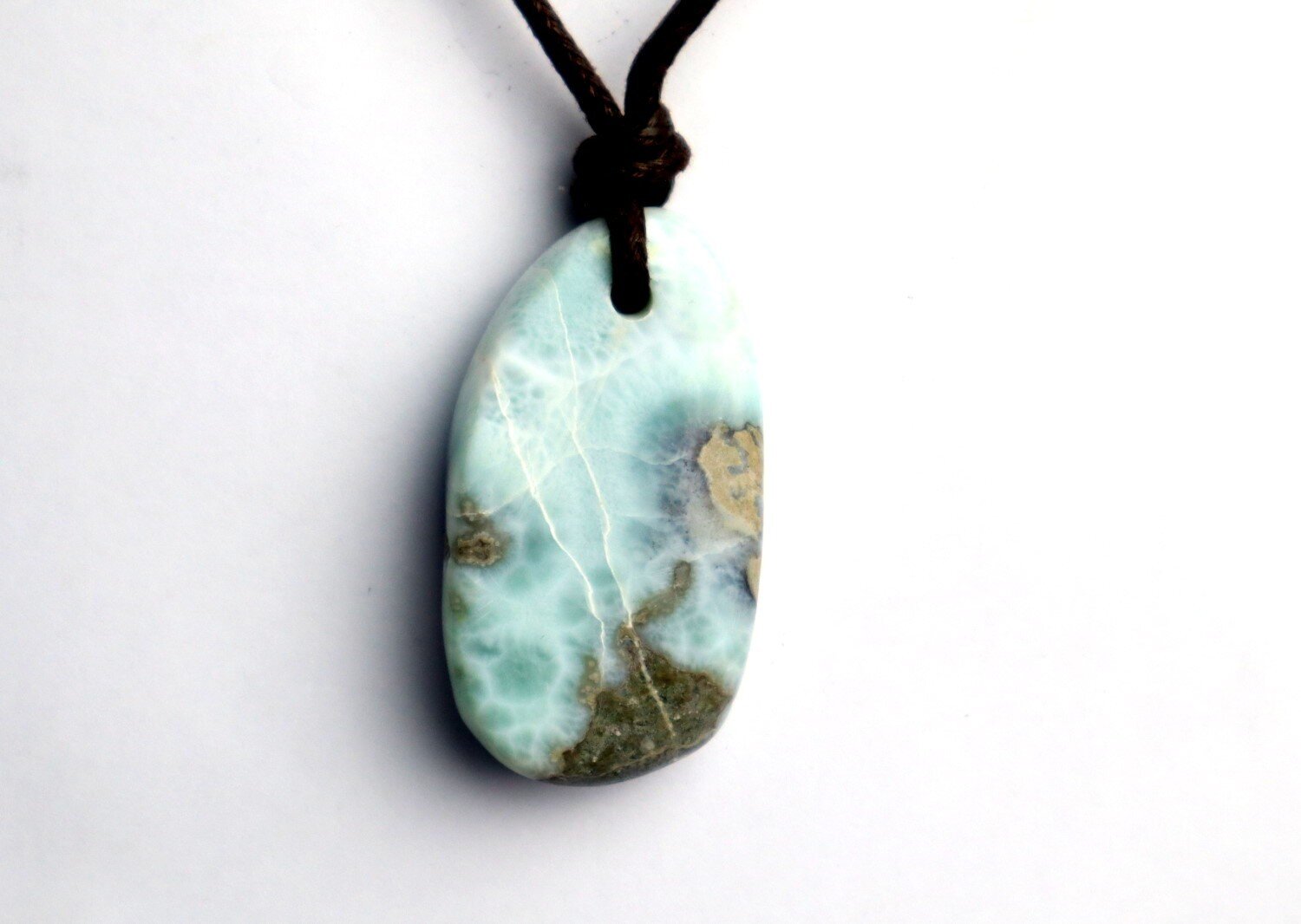 Heavy 130CT Lovely Natural Ocean Blue Larimar Necklace adjustable free cord – photo 4