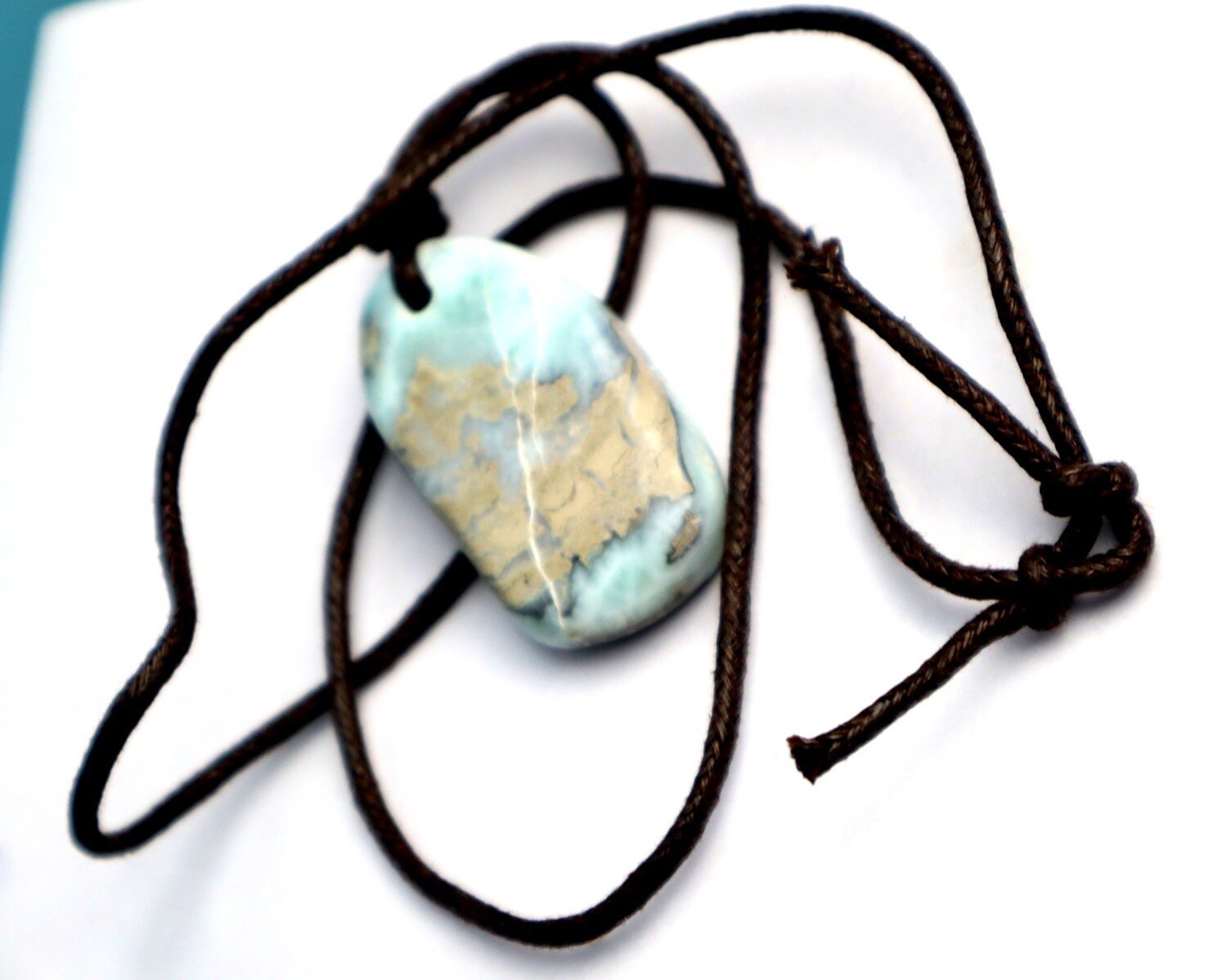 Heavy 130CT Lovely Natural Ocean Blue Larimar Necklace adjustable free cord – photo 5